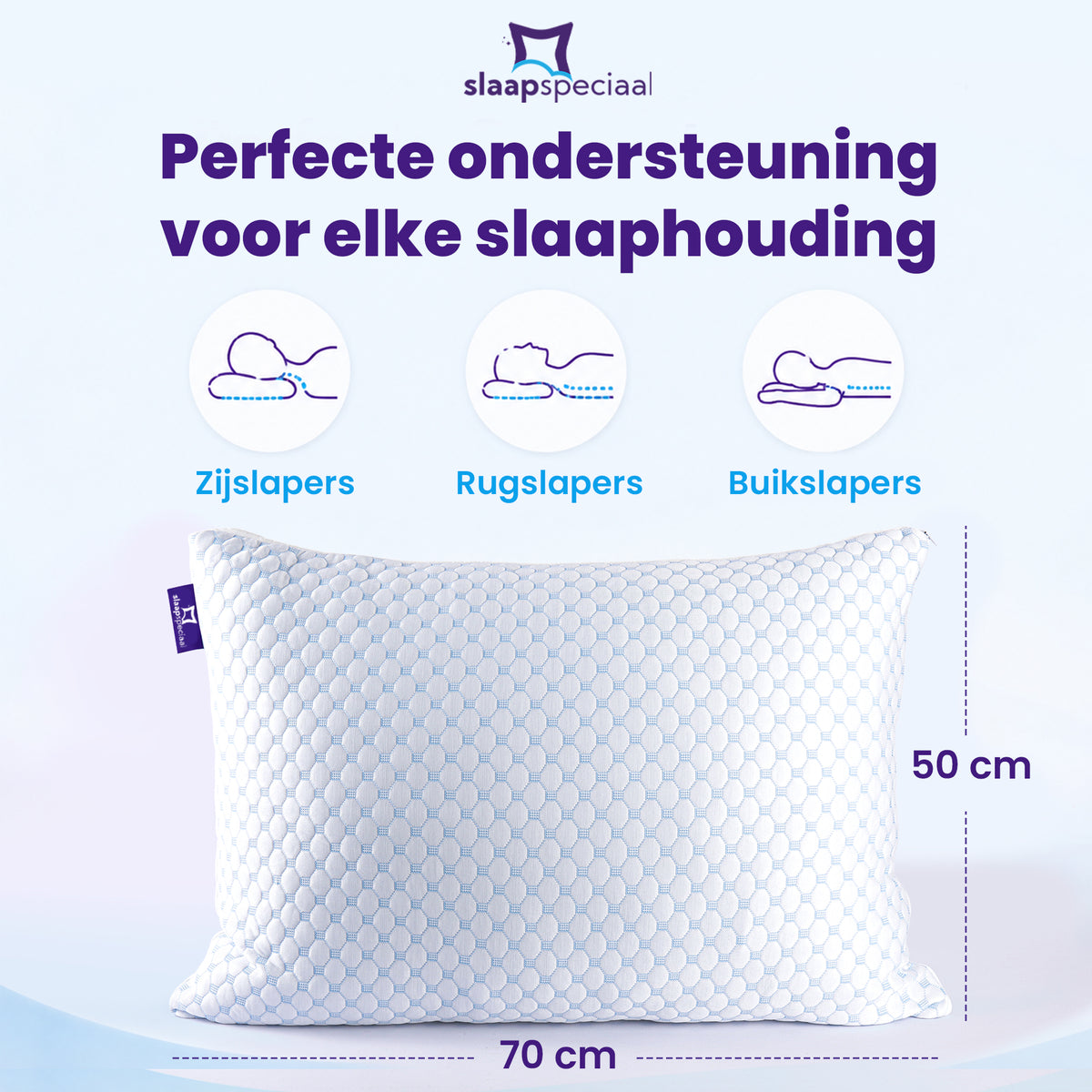 Hoofdkussen - 50x70 cm - Speciaal Traagschuim - Aanpasbaar