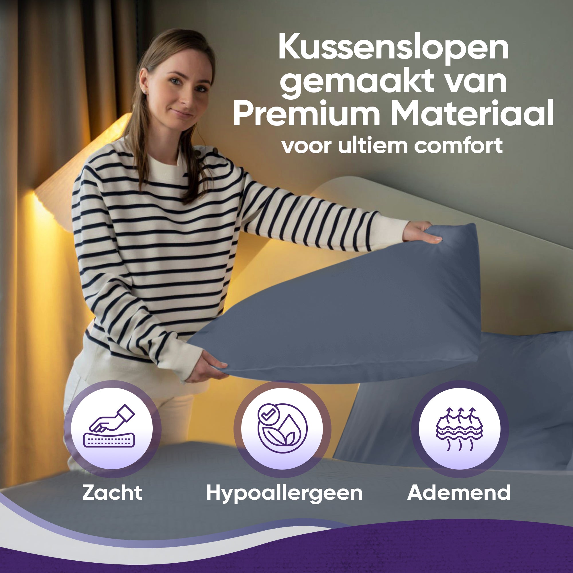 eazydekbed® Kussensloop - Grijs - 60x70 cm - 2 Stuks