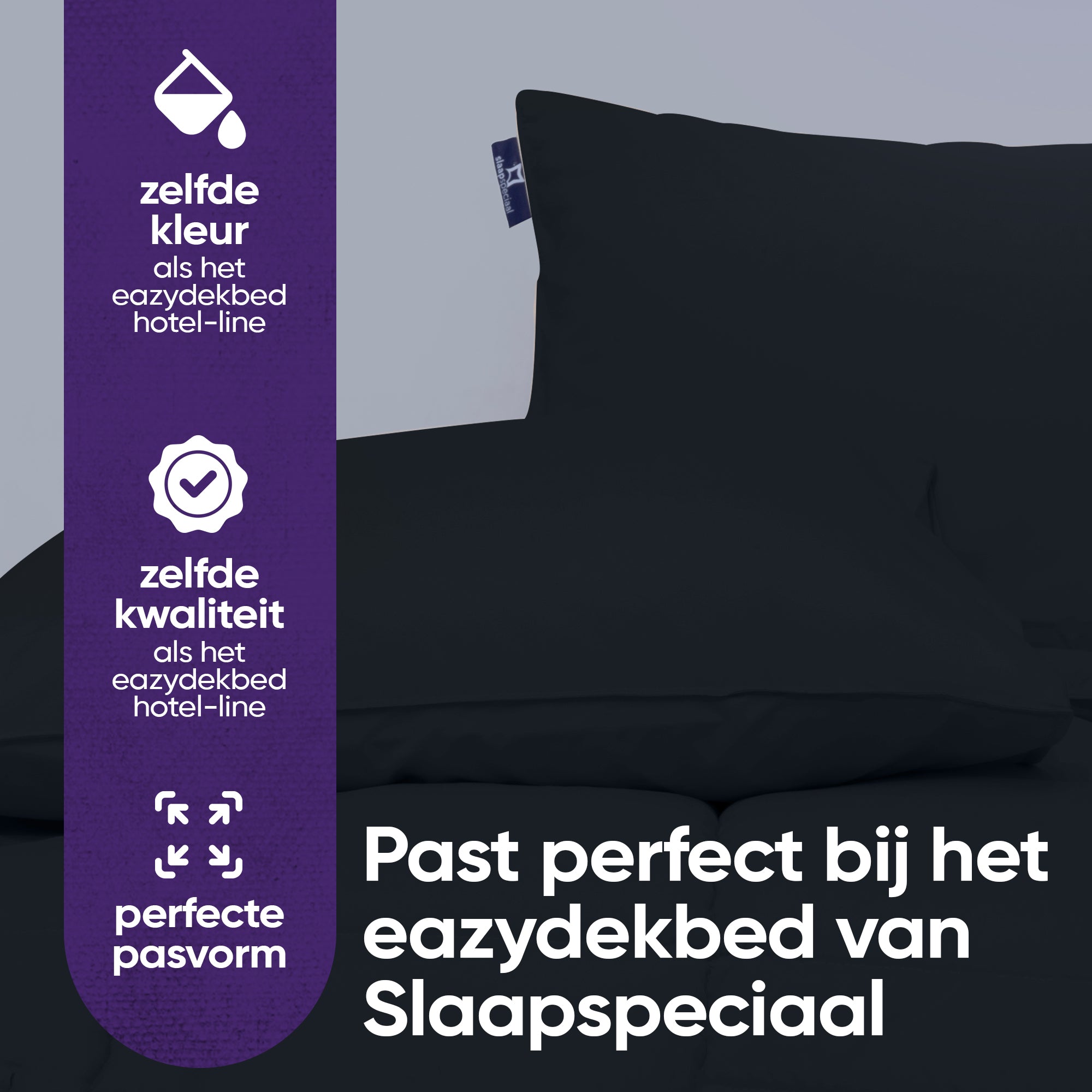 eazydekbed® Kussensloop - Zwart - 60x70 cm - 2 Stuks