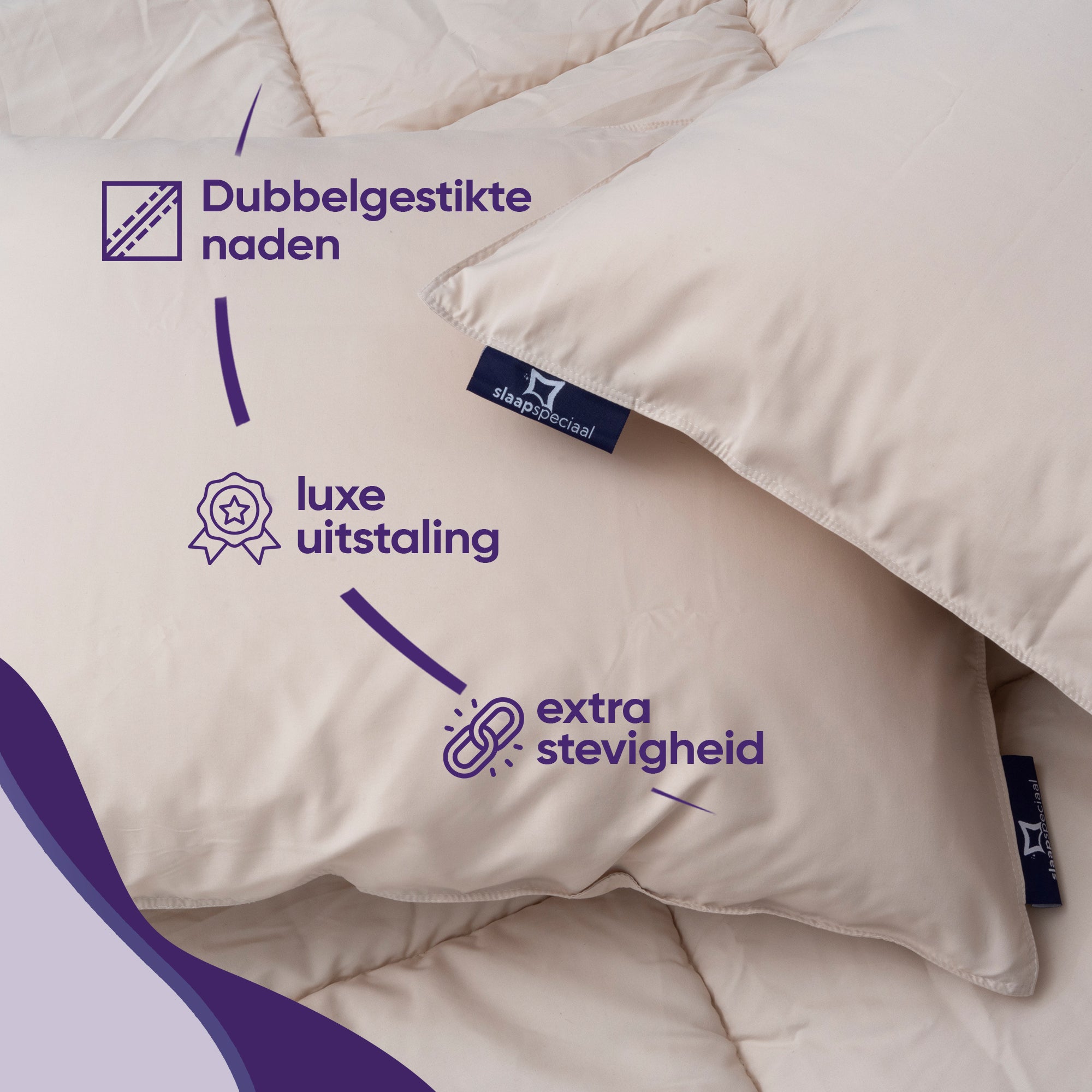 eazydekbed® Kussensloop - Beige - 60x70 cm - 2 Stuks