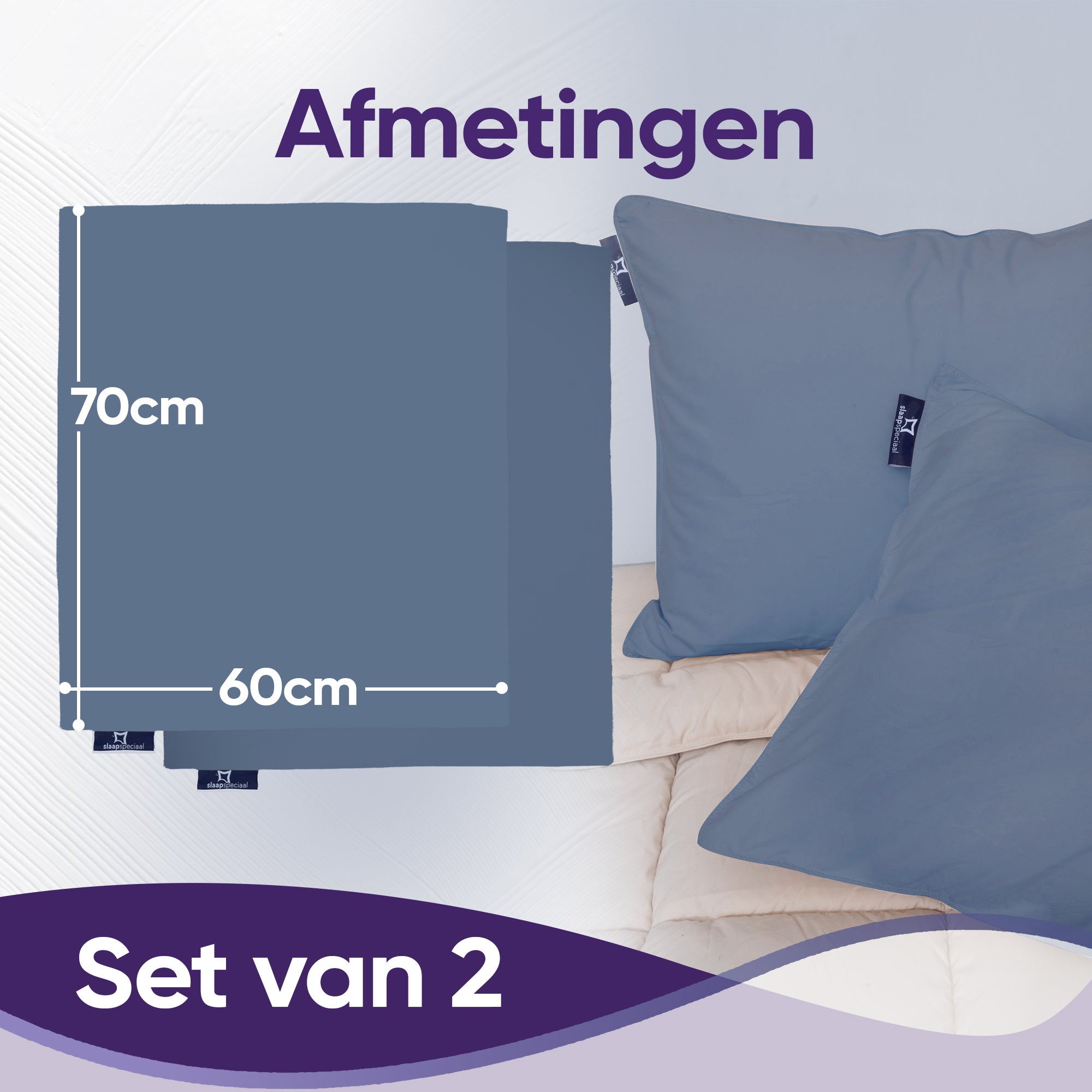 eazydekbed® Kussensloop - Grijs - 60x70 cm - 2 Stuks