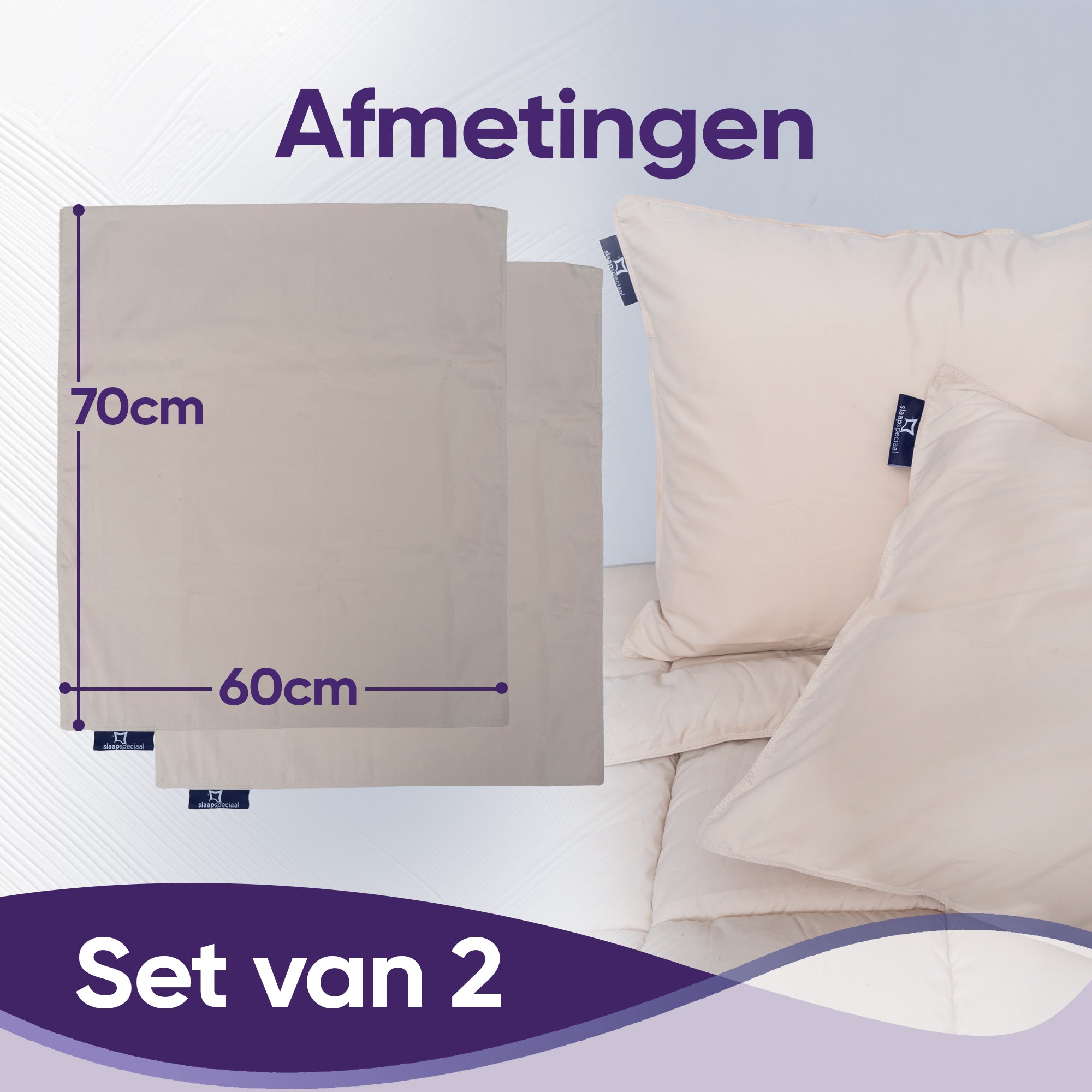 eazydekbed® Kussensloop - Beige - 60x70 cm - 2 Stuks