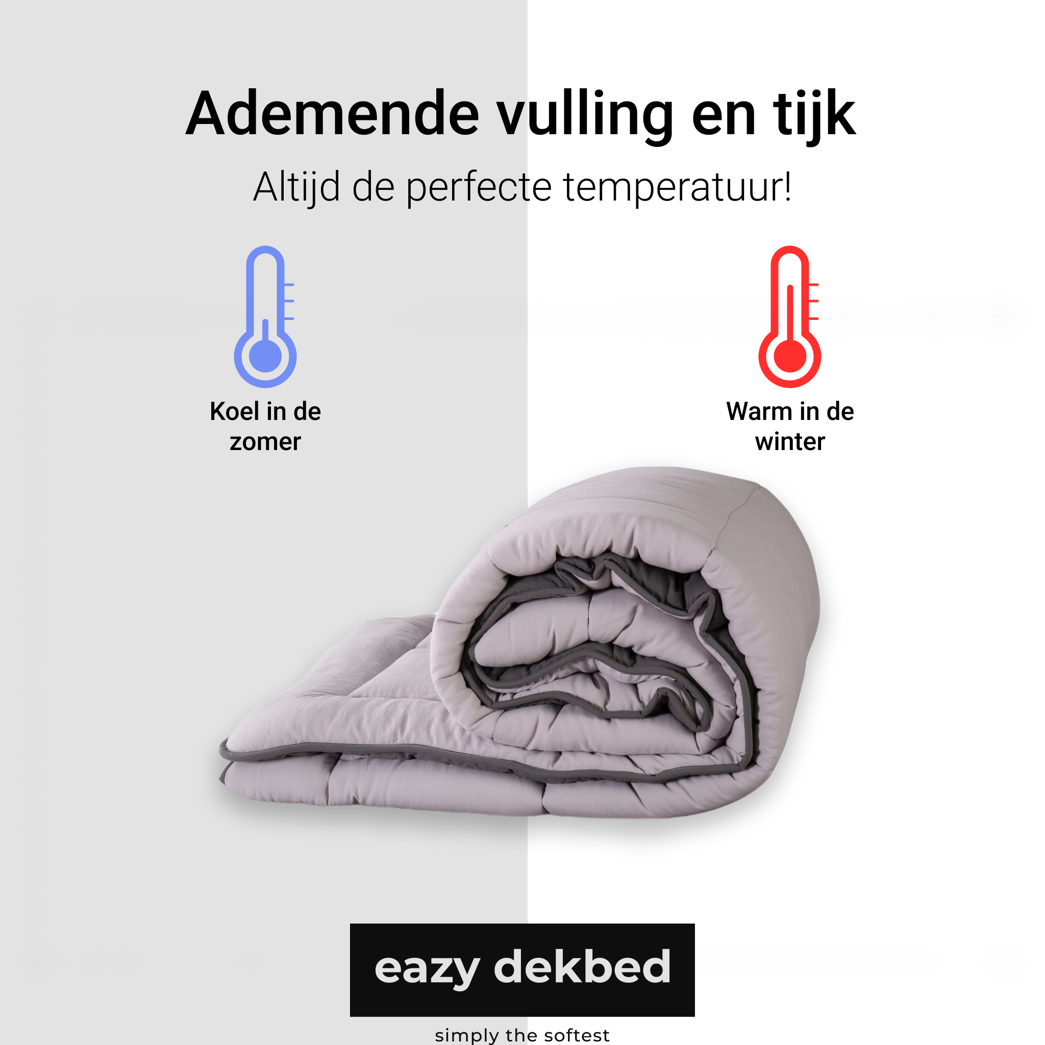 eazydekbed® – Grijs/Antraciet – Hoesloos & Wasbaar – Voor het hele jaar