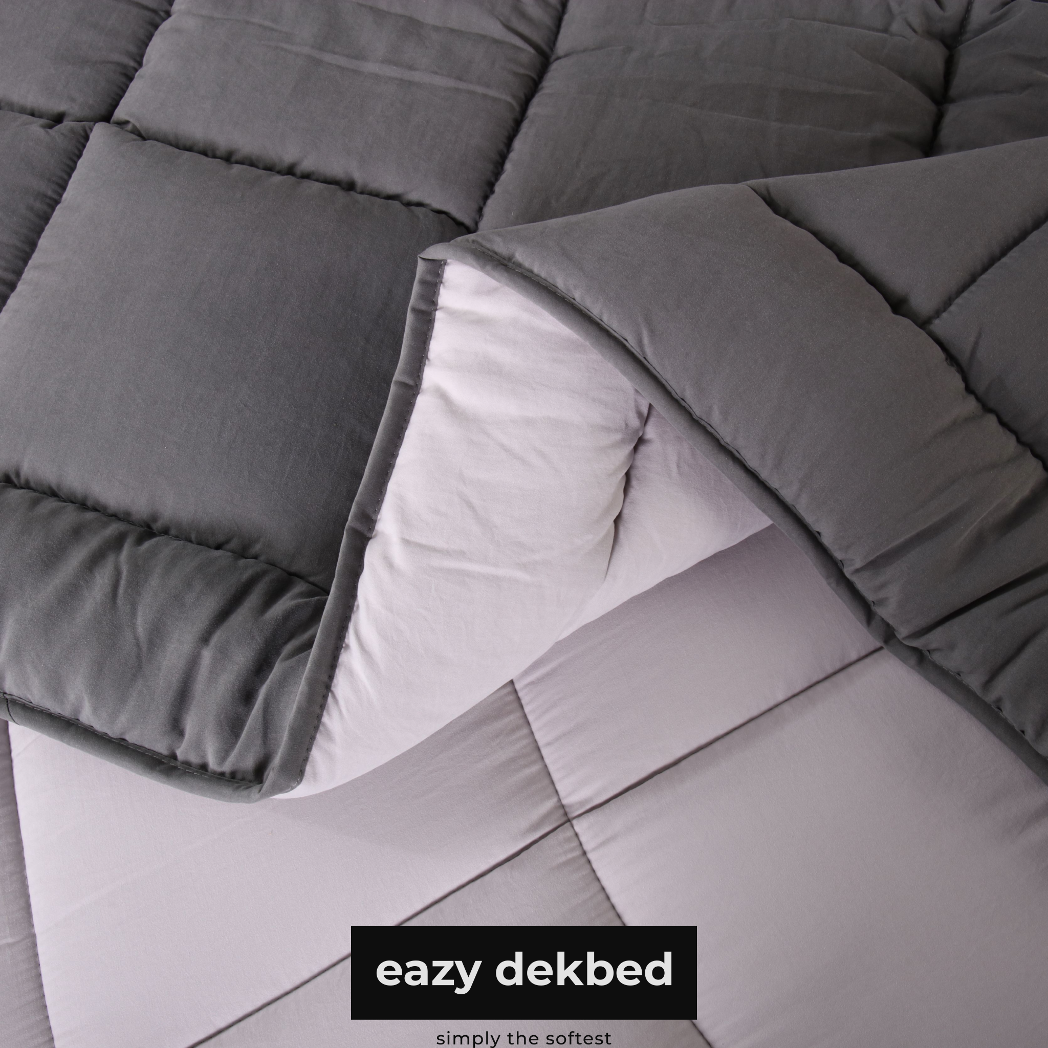 eazydekbed® – Grijs/Antraciet – Hoesloos & Wasbaar – Voor het hele jaar