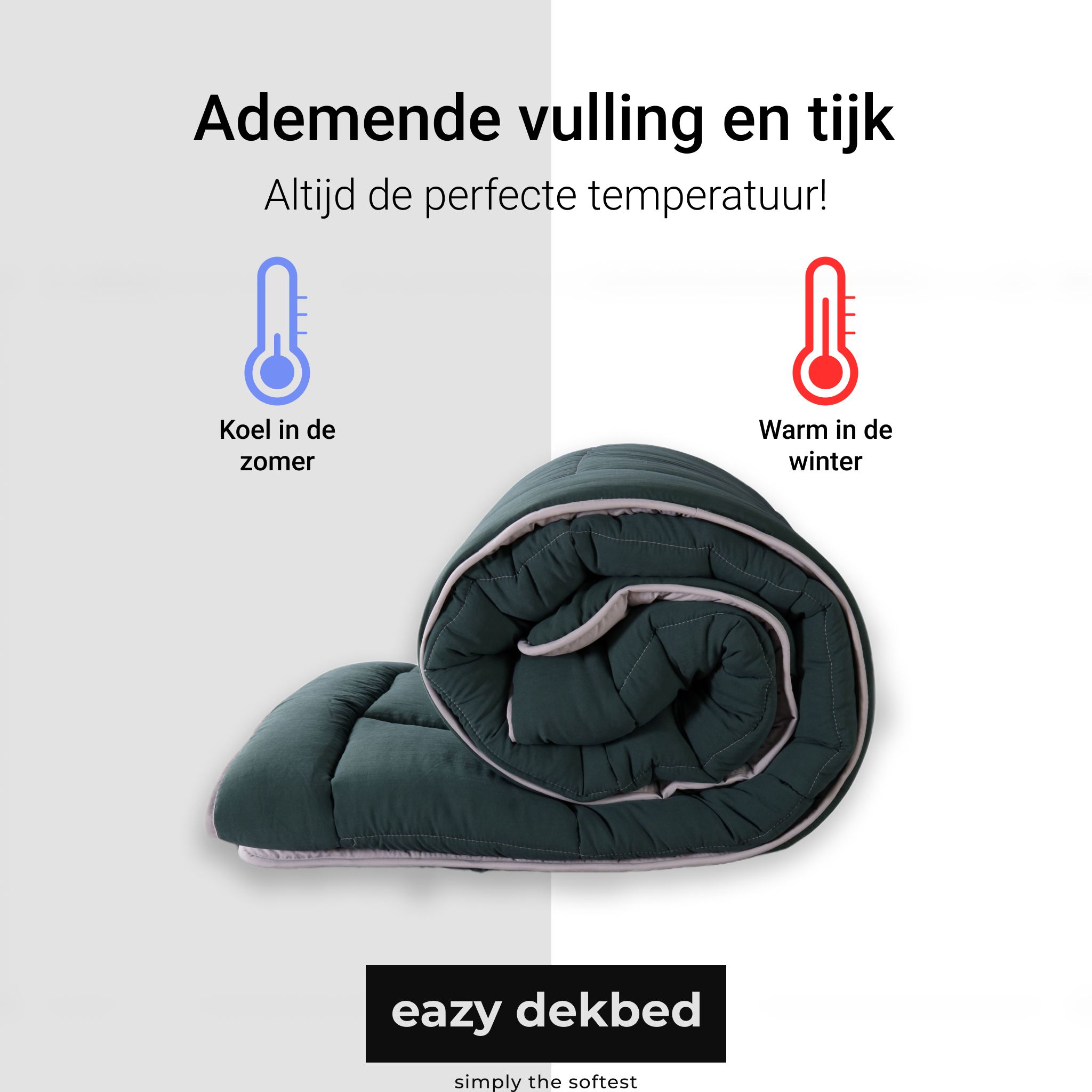 eazydekbed® – Groen/Grijs – Hoesloos & Wasbaar – Voor het hele jaar