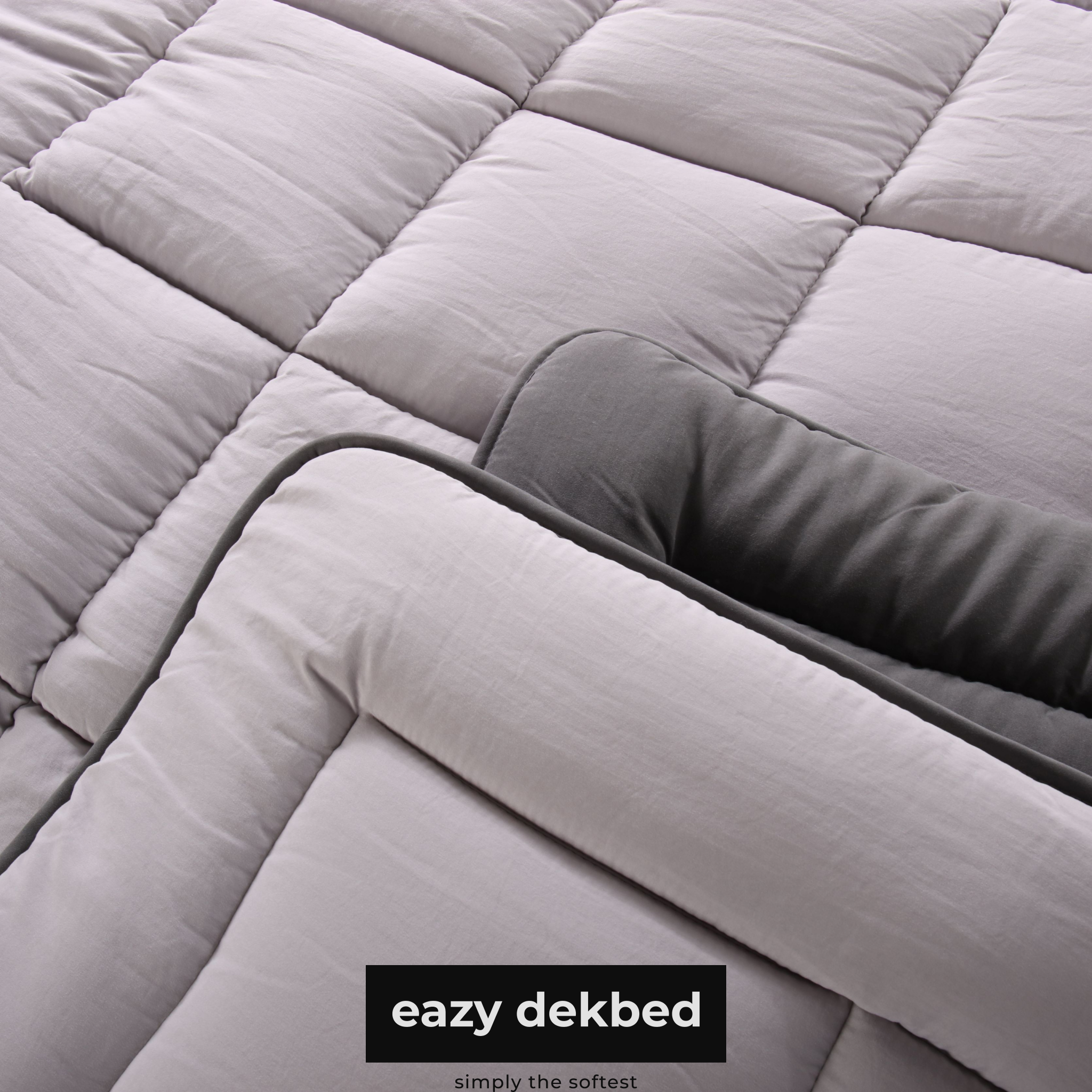 eazydekbed® – Grijs/Antraciet – Hoesloos & Wasbaar – Voor het hele jaar