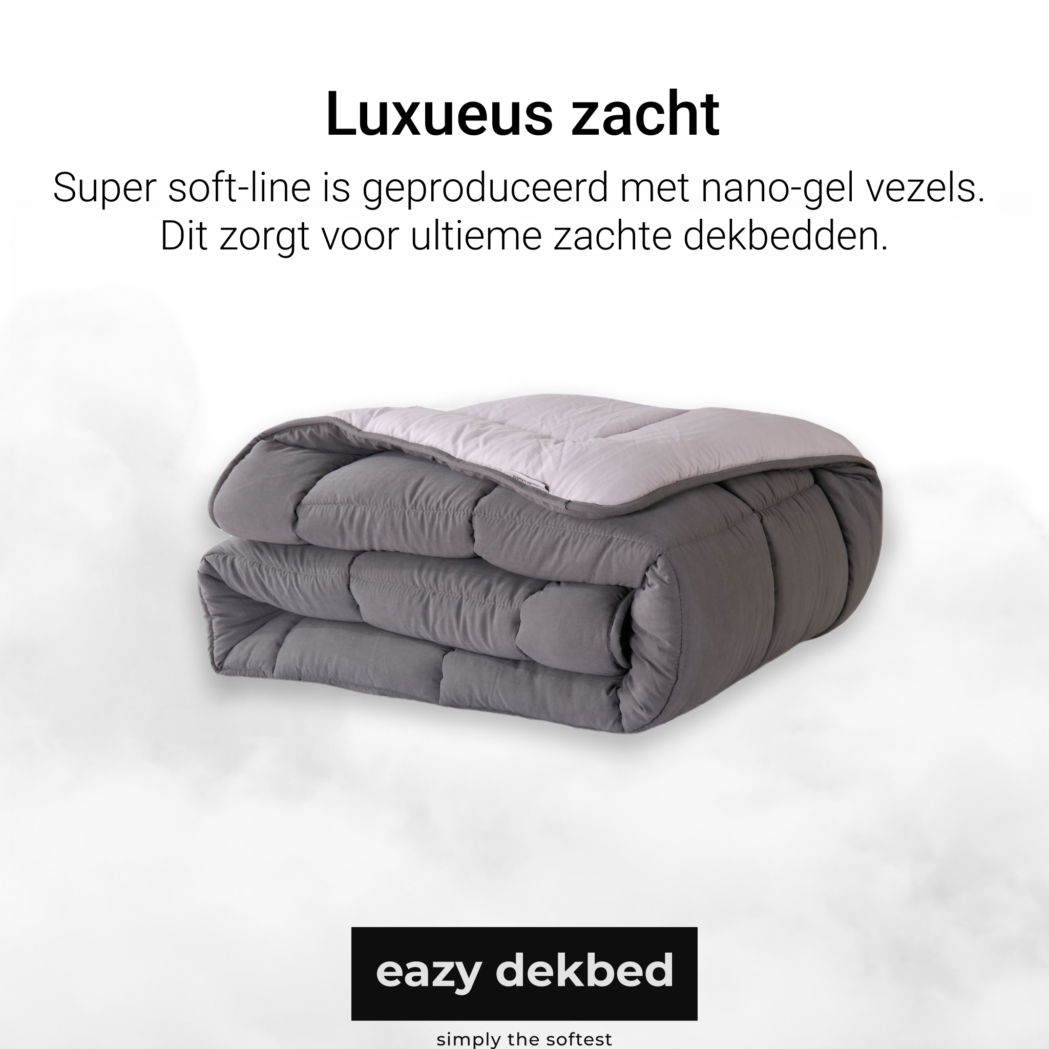 eazydekbed® – Grijs/Antraciet – Hoesloos & Wasbaar – Voor het hele jaar