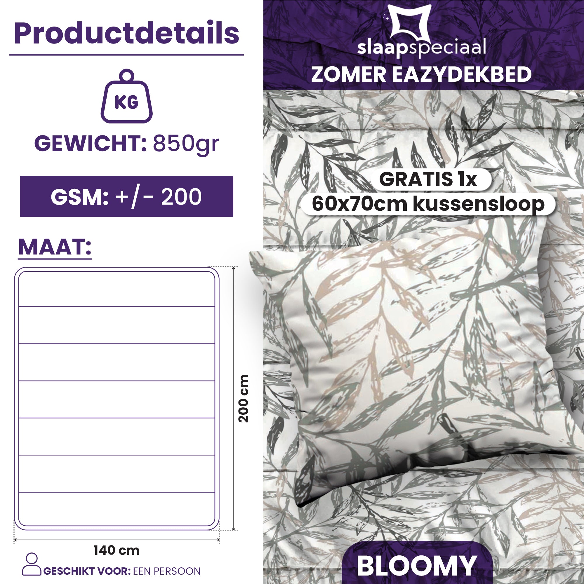 eazydekbed® - Zomerdekbed - Bloomy + GRATIS kussenslopen