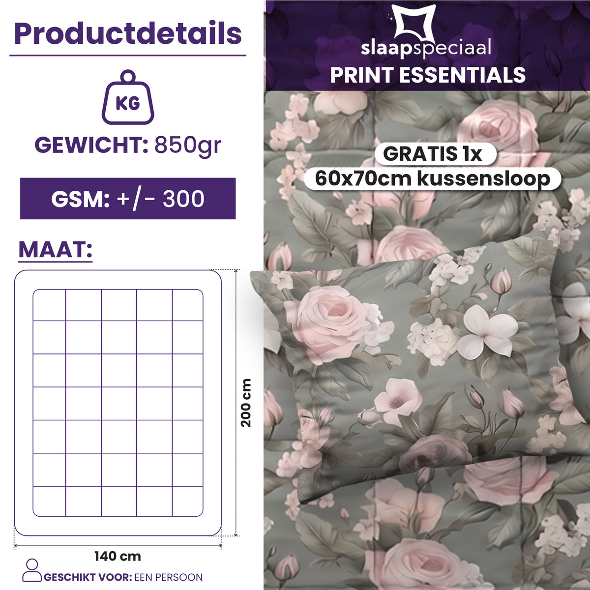 eazydekbed® - All-year - Romance Green + Kussenslopen
