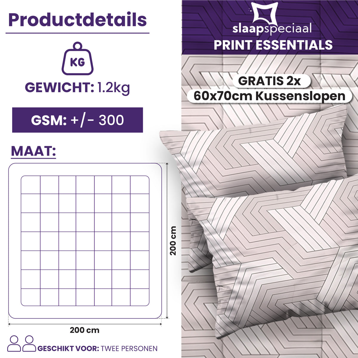 eazydekbed® - All-year - Geo Taupe + Kussenslopen