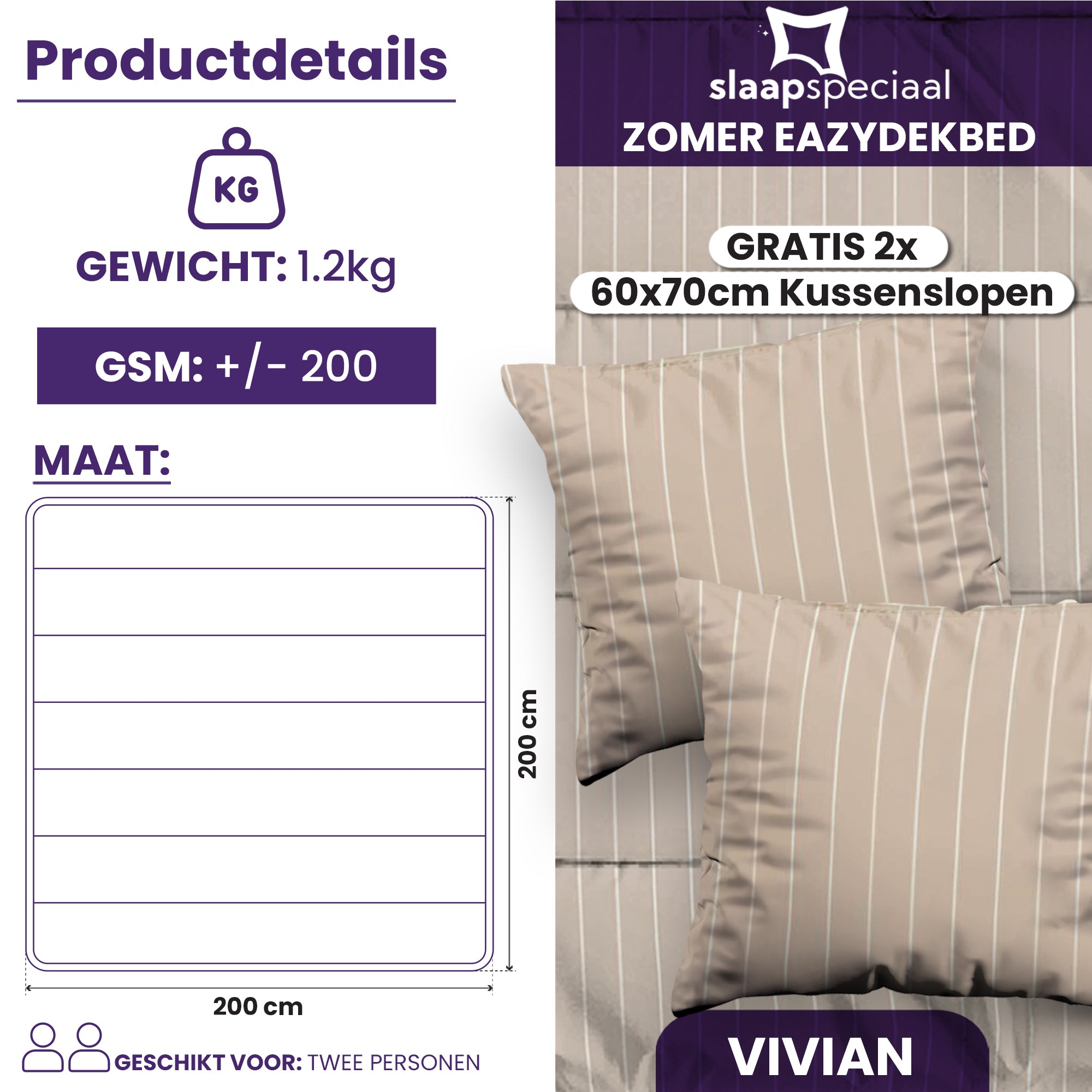 eazydekbed® - Zomerdekbed - Vivian + GRATIS kussenslopen