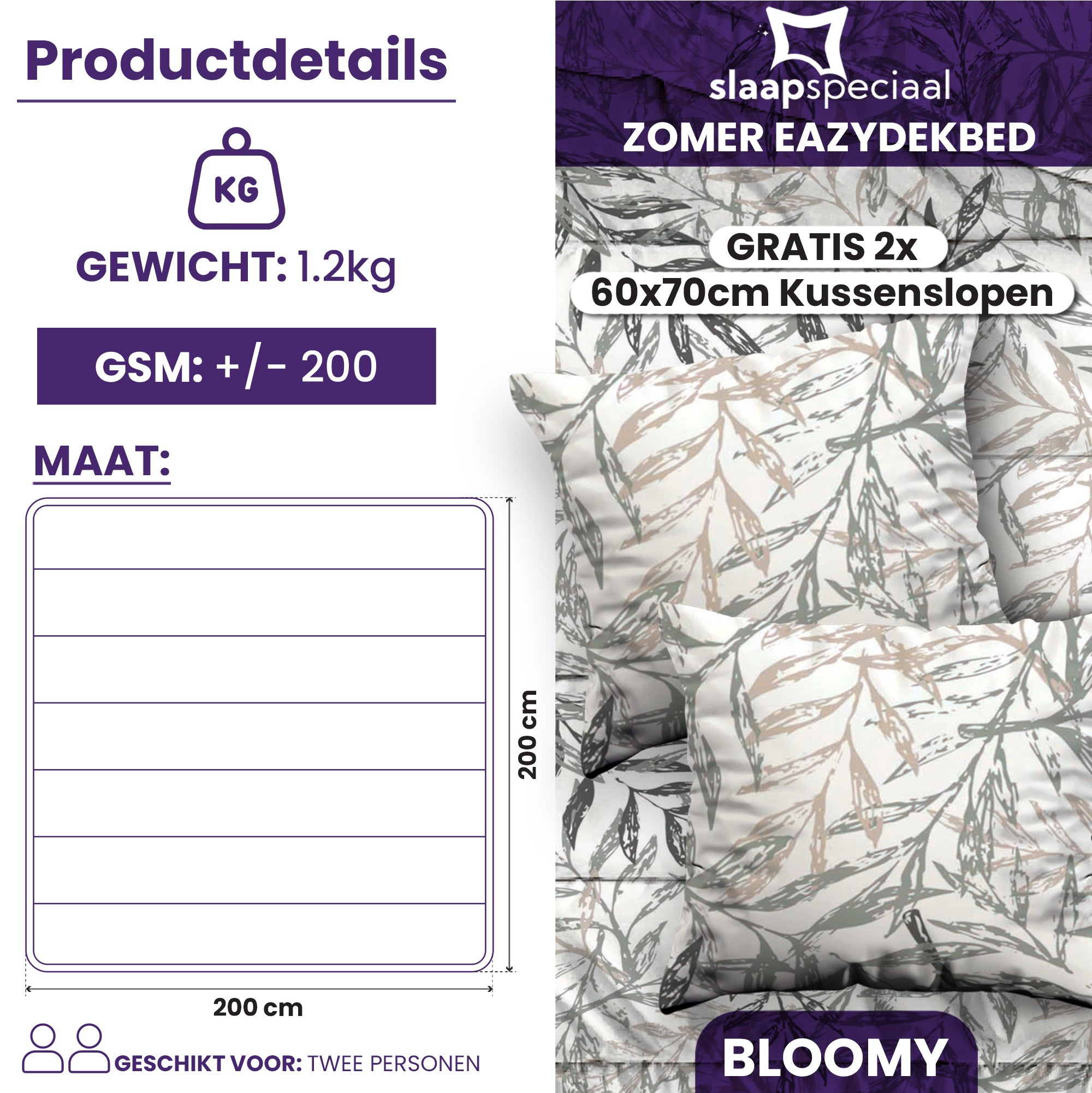 eazydekbed® - Zomerdekbed - Bloomy + GRATIS kussenslopen