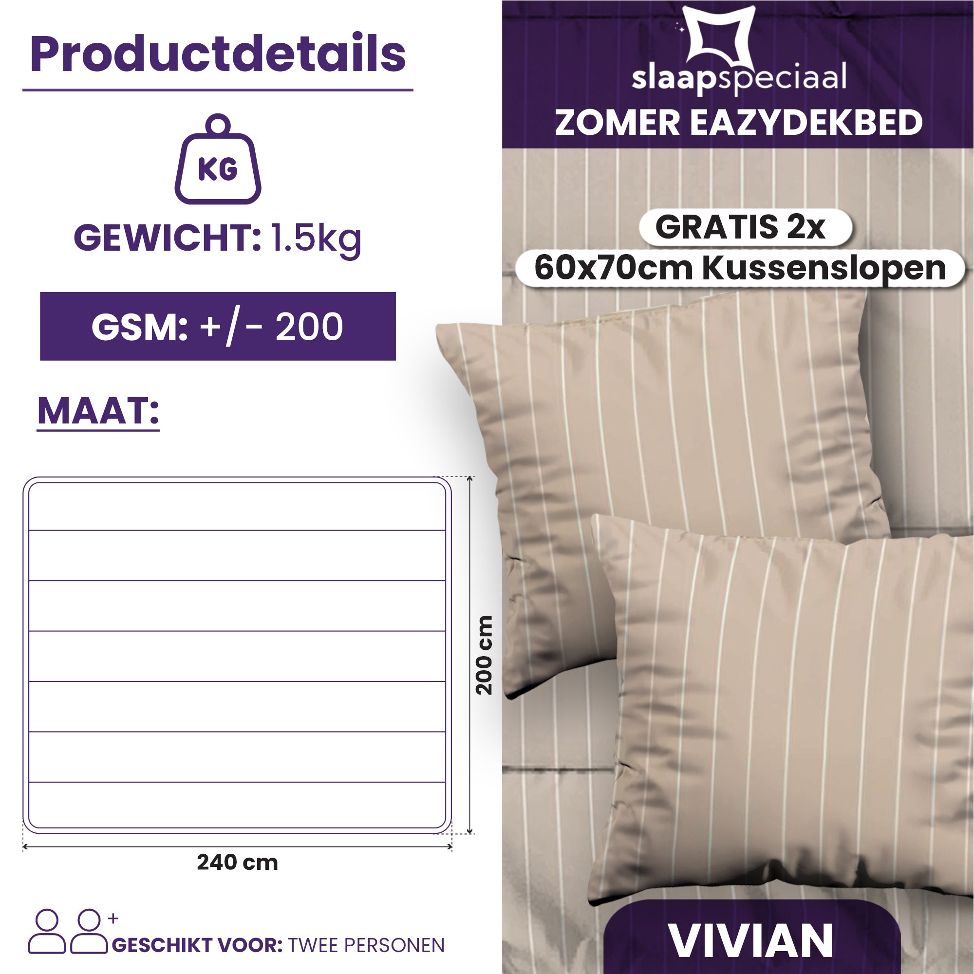 eazydekbed® - Zomerdekbed - Vivian + GRATIS kussenslopen