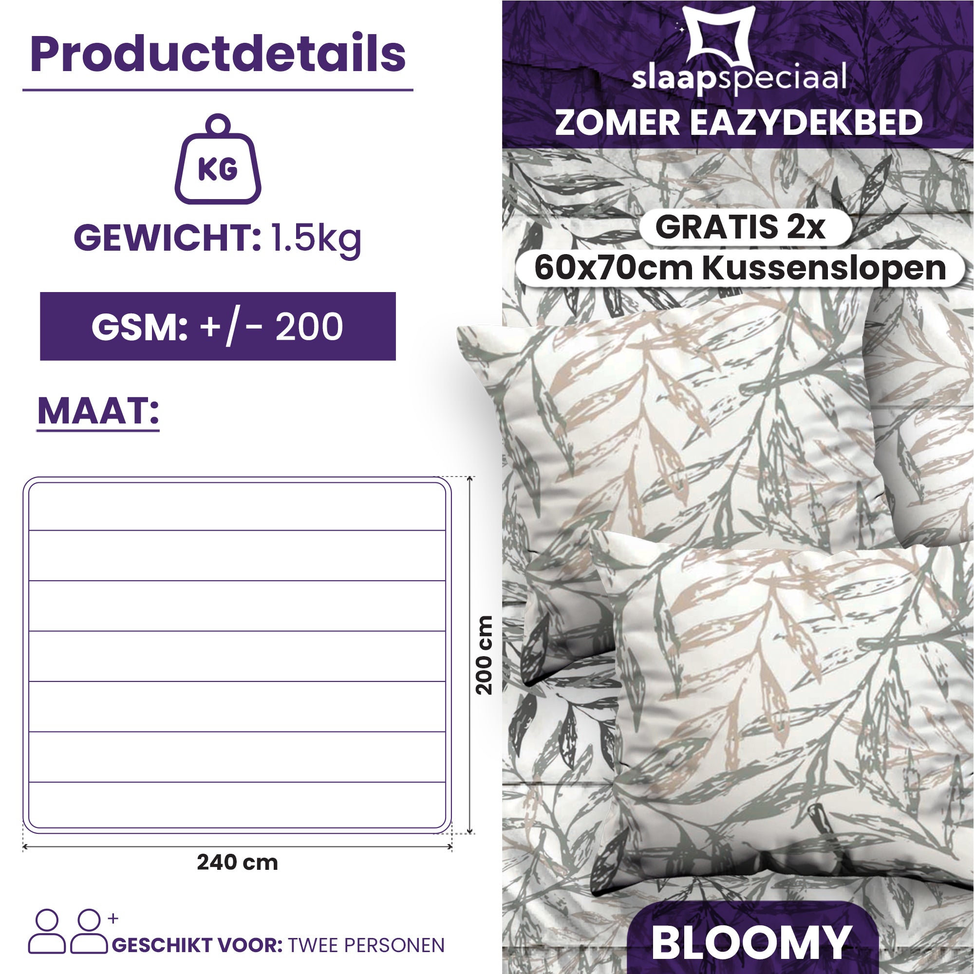 eazydekbed® - Zomerdekbed - Bloomy + GRATIS kussenslopen
