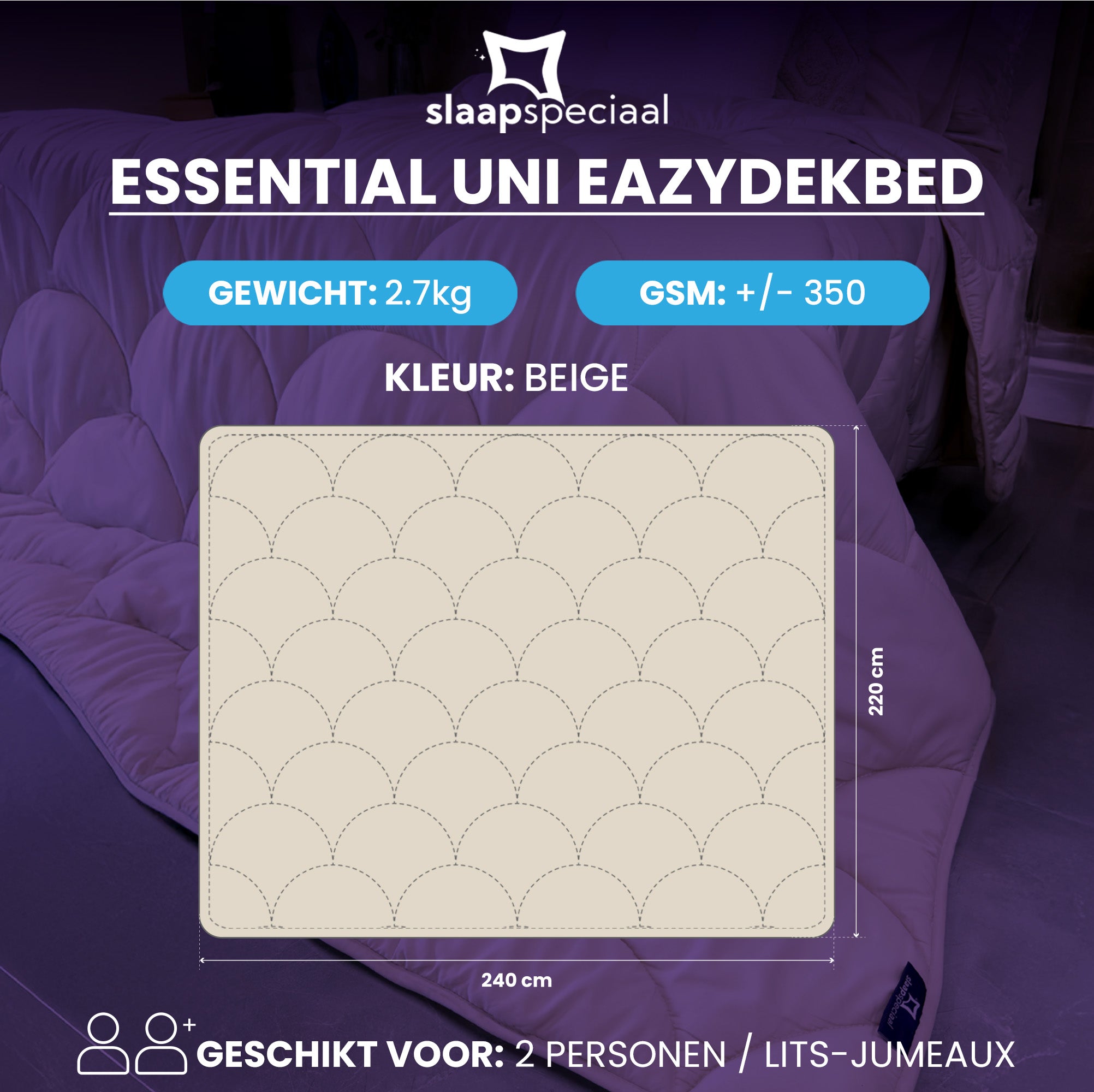 eazydekbed® – Beige – Bezuglos & Waschbar – Für das ganze Jahr