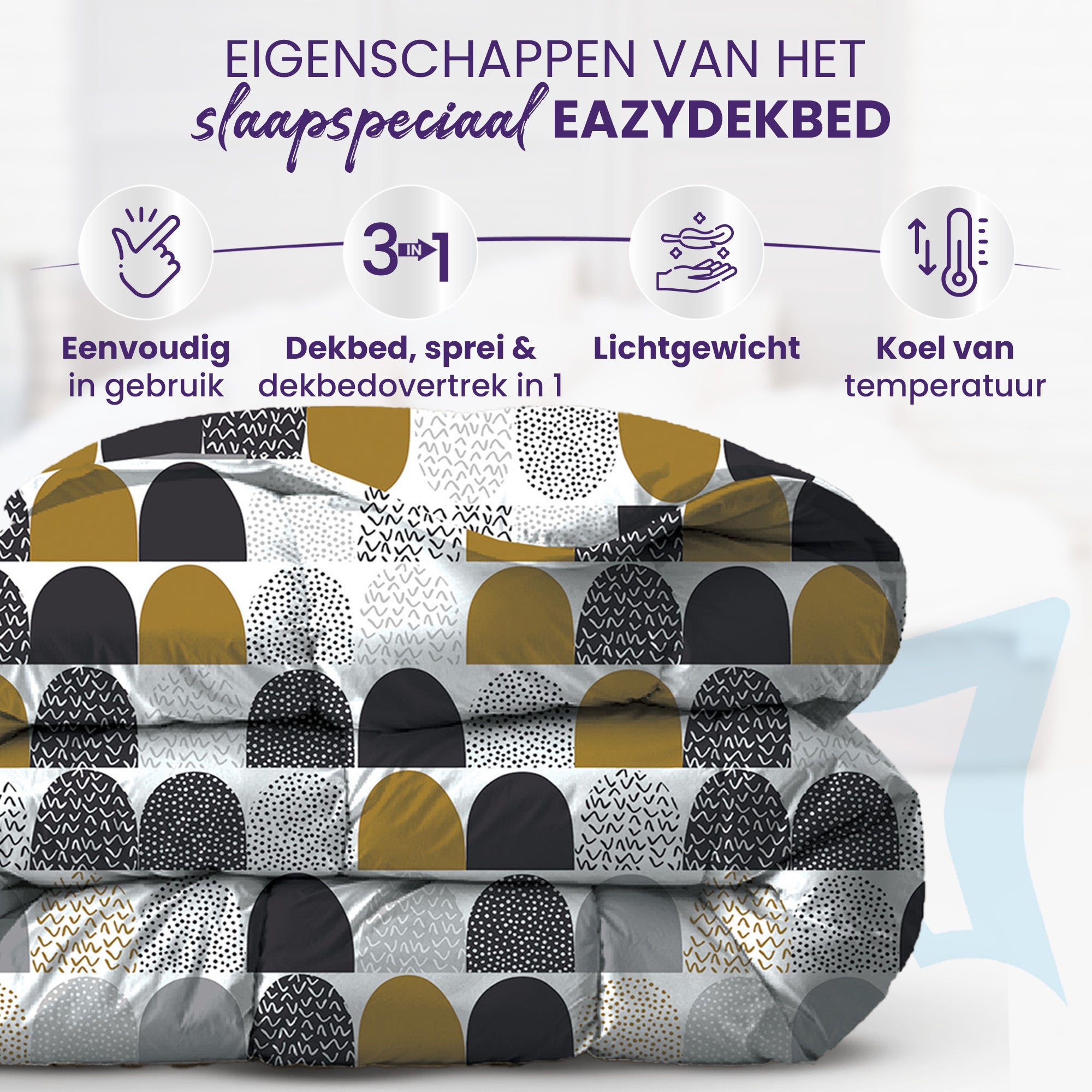 eazydekbed® – Zomerdekbed Katoen – Iglo –  Hoesloos & Wasbaar + GRATIS kussenslopen