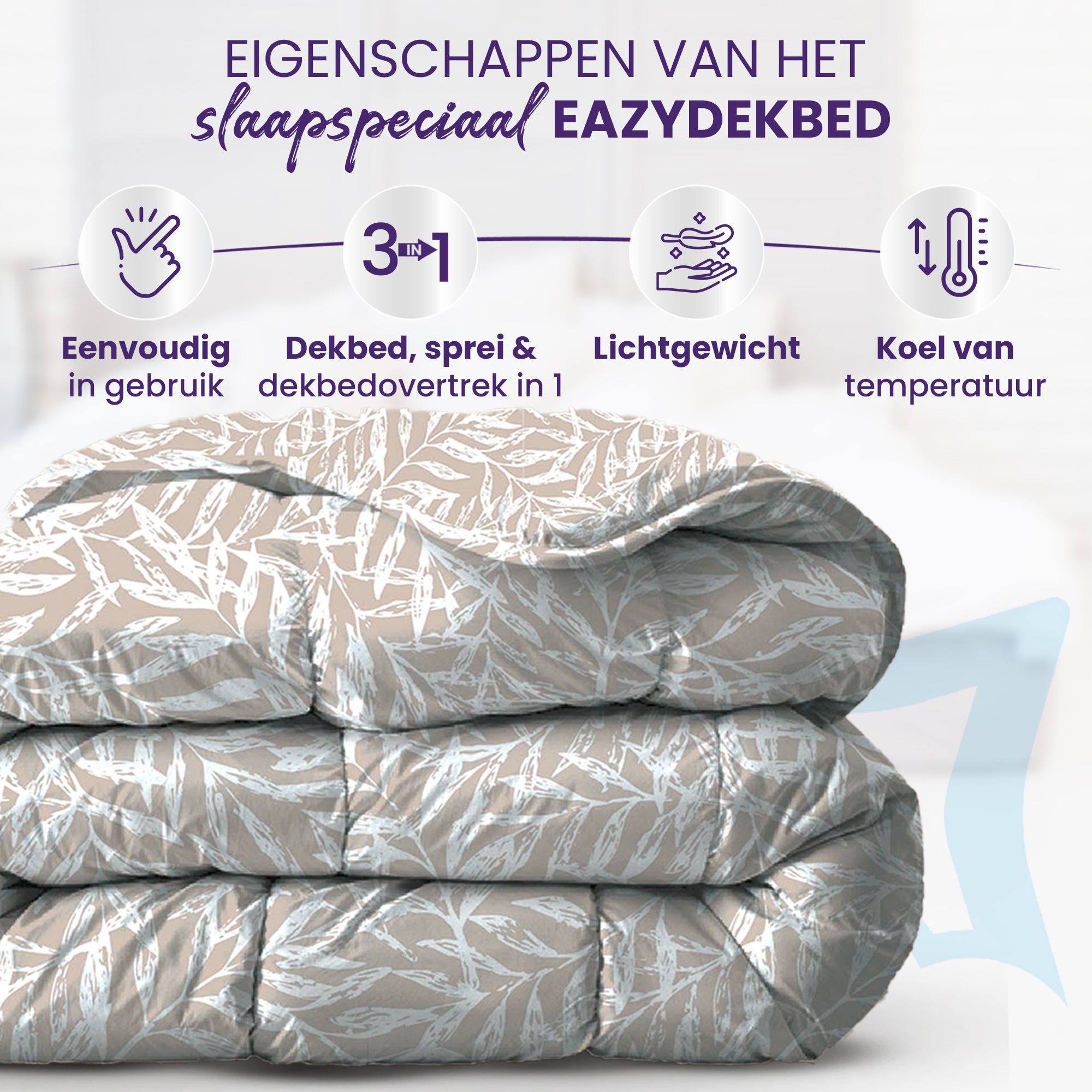 eazydekbed® – Zomerdekbed Katoen – Zafra –  Hoesloos & Wasbaar + GRATIS kussenslopen