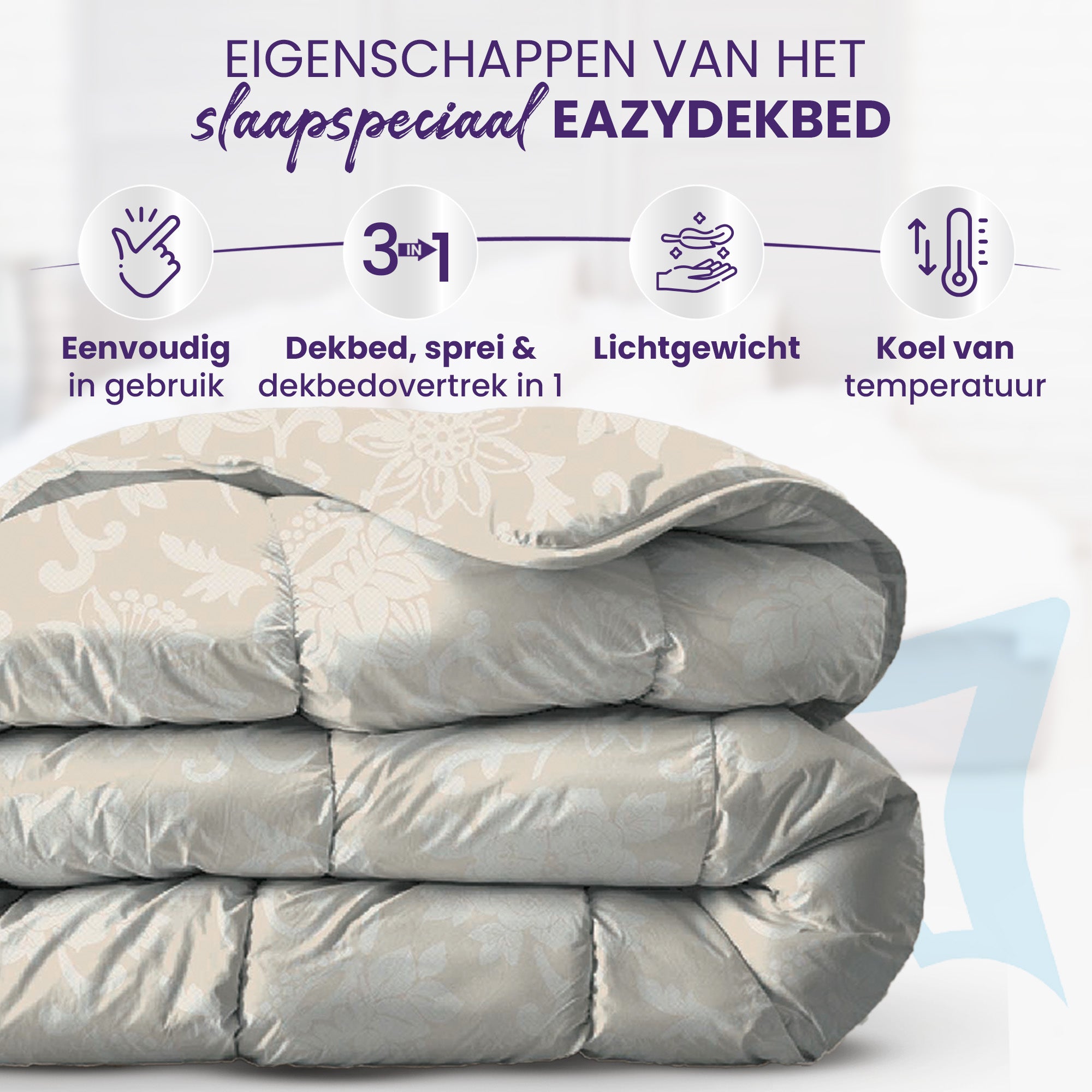 eazydekbed® – Zomerdekbed Katoen – Charli –  Hoesloos & Wasbaar + GRATIS kussenslopen