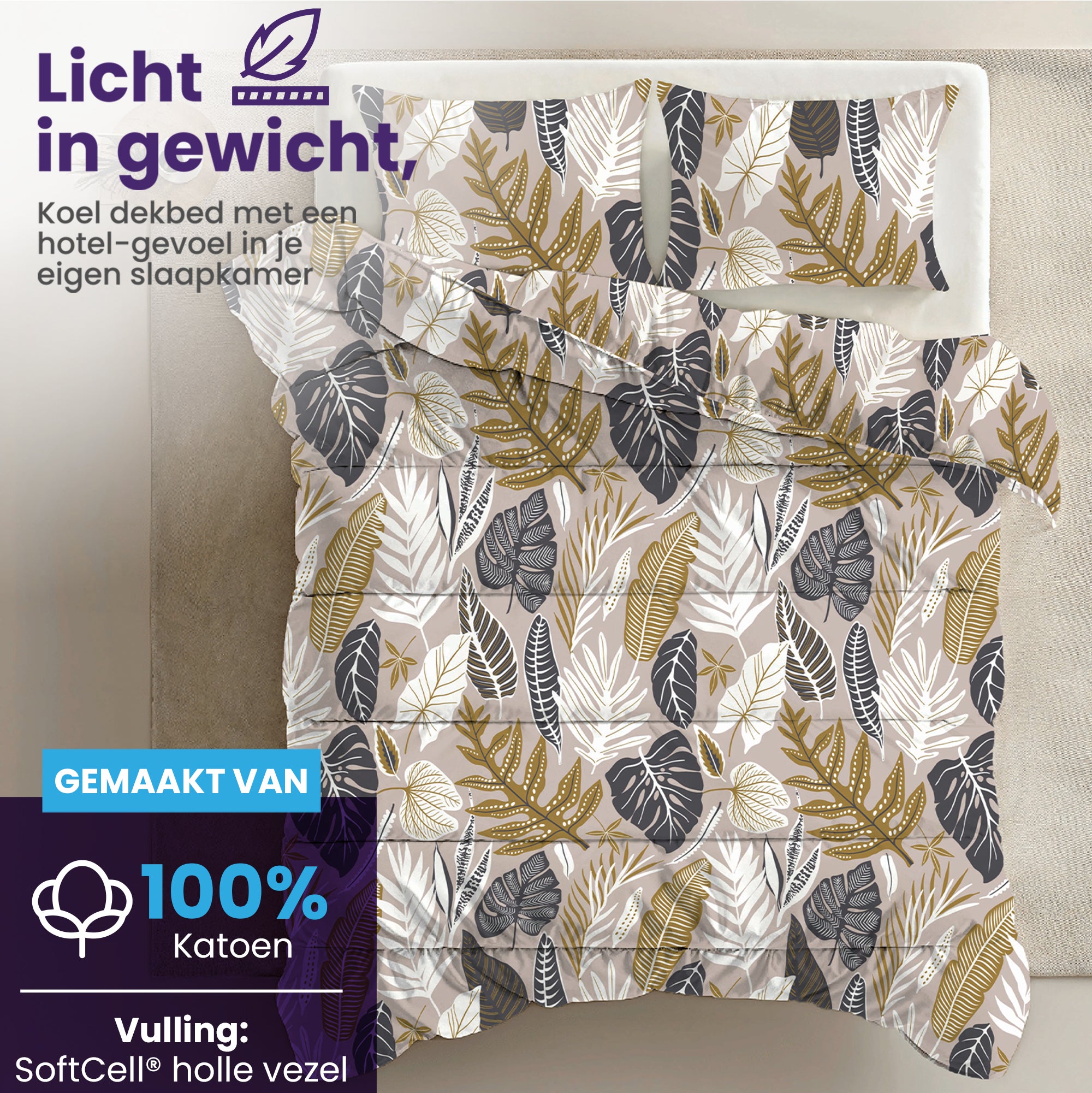 eazydekbed® – Zomerdekbed Katoen – Lotte –  Hoesloos & Wasbaar + GRATIS kussenslopen