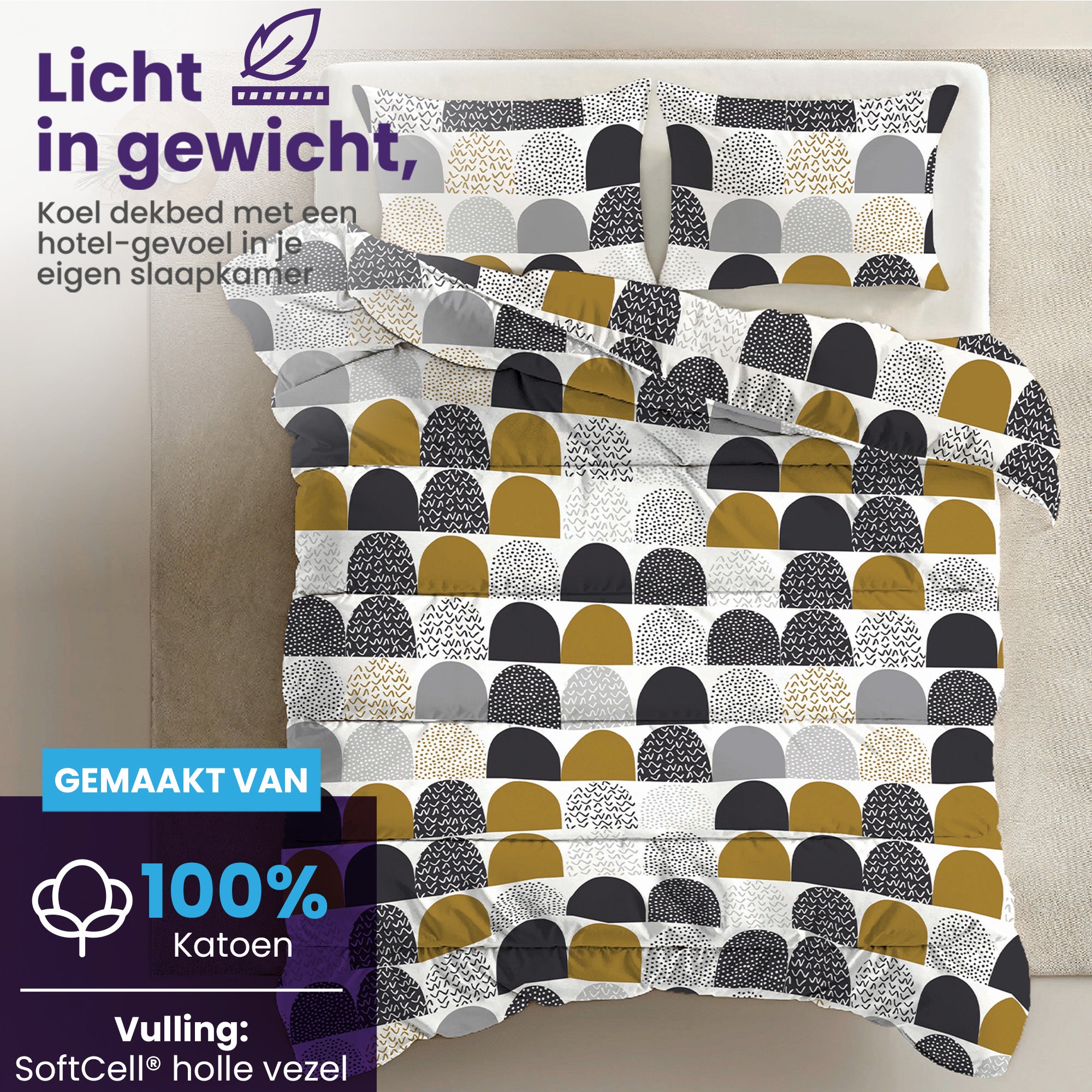 eazydekbed® – Zomerdekbed Katoen – Iglo –  Hoesloos & Wasbaar + GRATIS kussenslopen