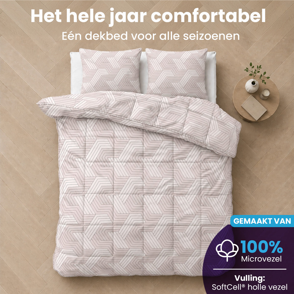 eazydekbed® - All-year - Geo Taupe + Kussenslopen