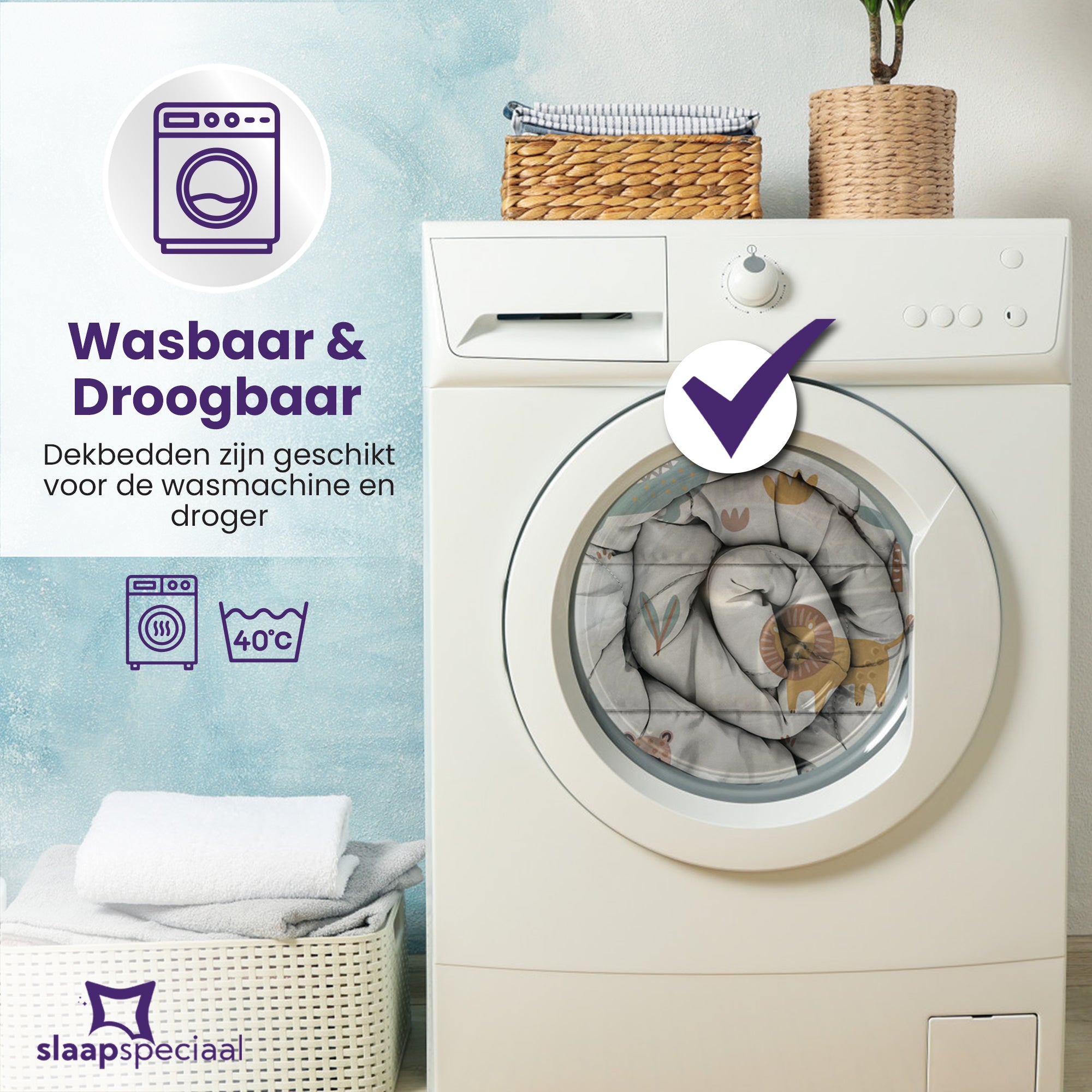 eazydekbed® Kinderdekbed 140x200 cm – Zumi – Hoesloos & Wasbaar – Voor het hele jaar – 100% katoen + GRATIS kussensloop