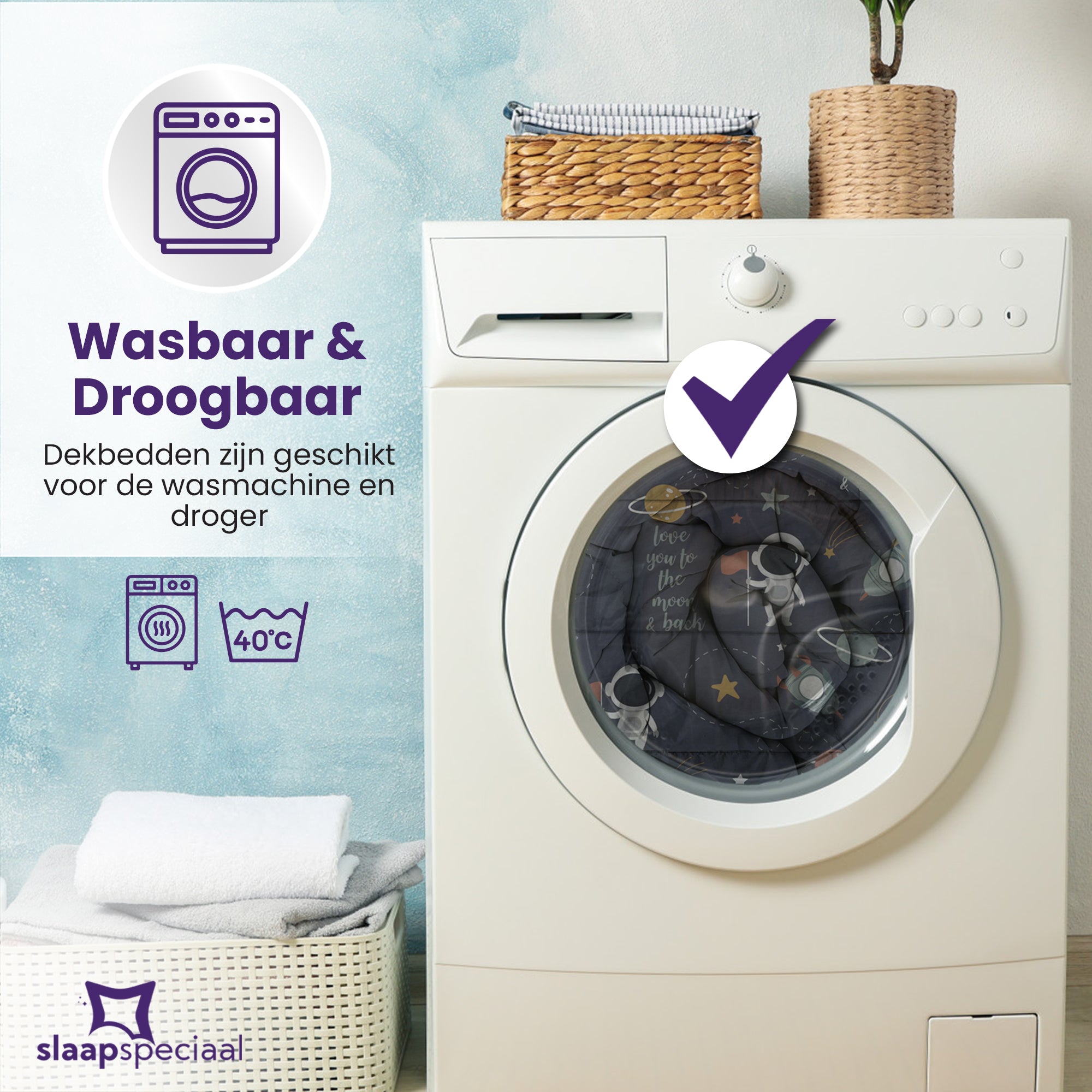 eazydekbed® Kinderdekbed 140x200 cm – Cosmo – Hoesloos & Wasbaar – Voor het hele jaar – 100% katoen + GRATIS kussensloop