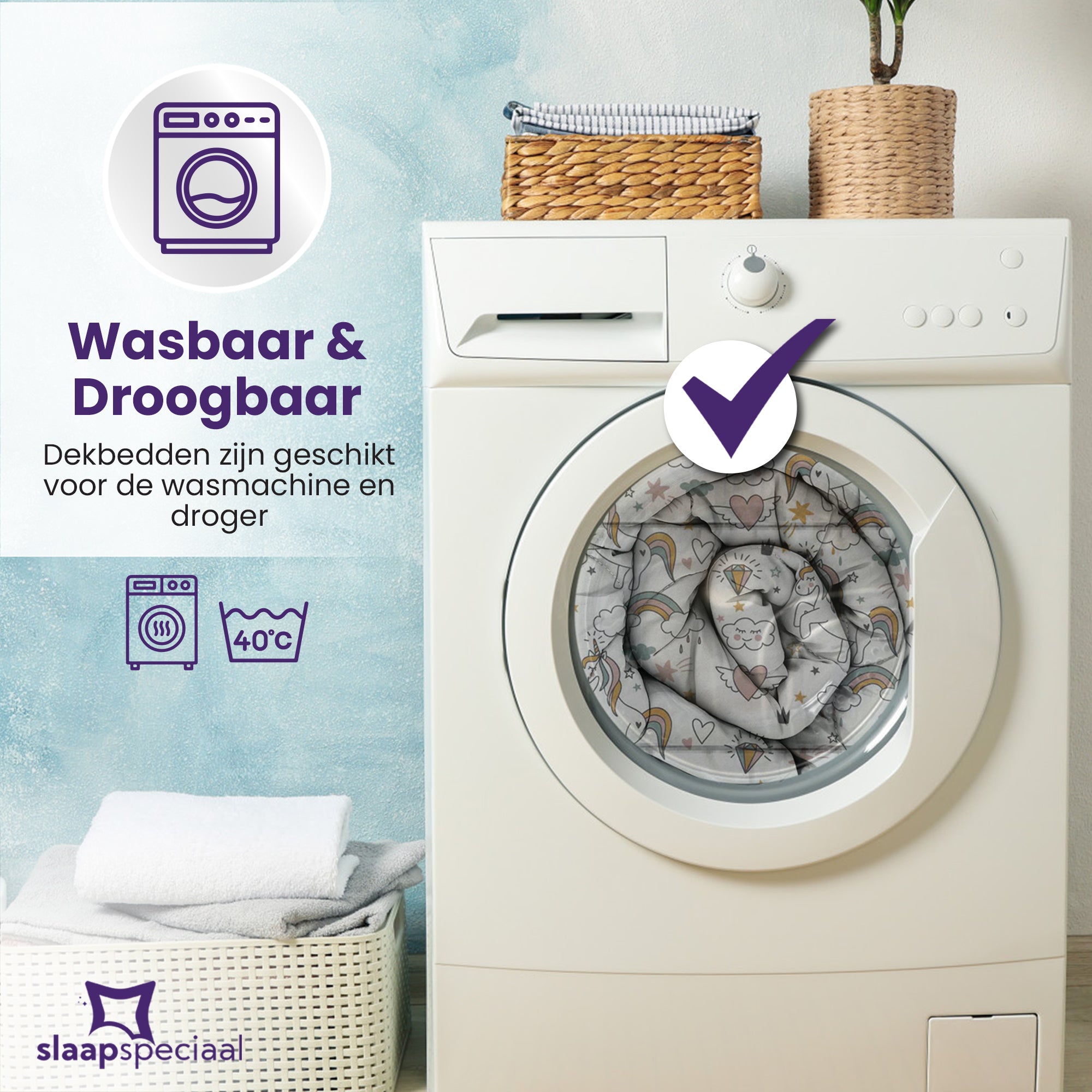 eazydekbed® Kinderdekbed 140x200 cm – Twinkle – Hoesloos & Wasbaar – Voor het hele jaar – 100% katoen + GRATIS kussensloop