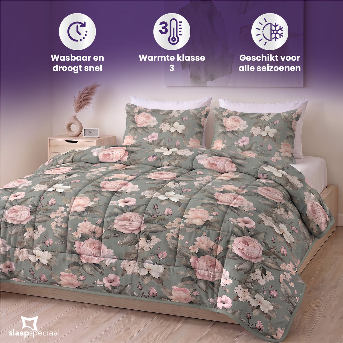 eazydekbed® - All-year - Romance Green + Kussenslopen