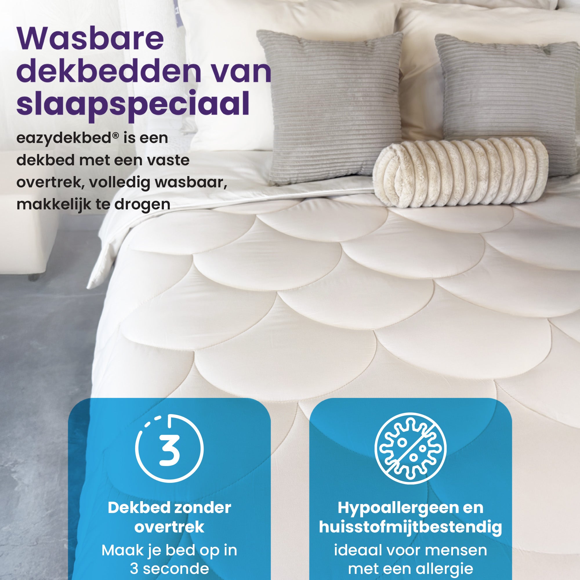 eazydekbed® – Beige – Bezuglos & Waschbar – Für das ganze Jahr