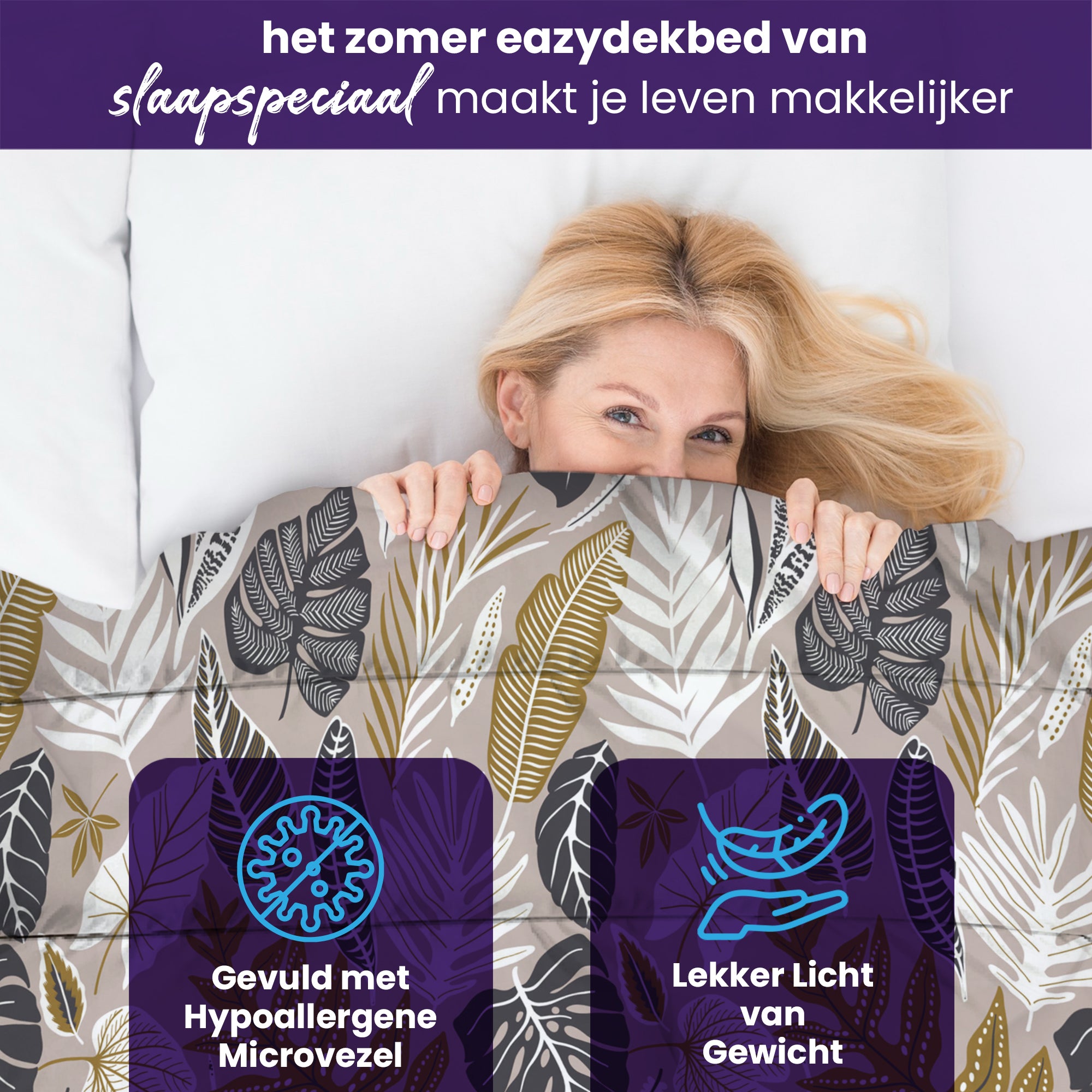 eazydekbed® – Zomerdekbed Katoen – Lotte – Hoesloos & Wasbaar + GRATIS kussenslopen