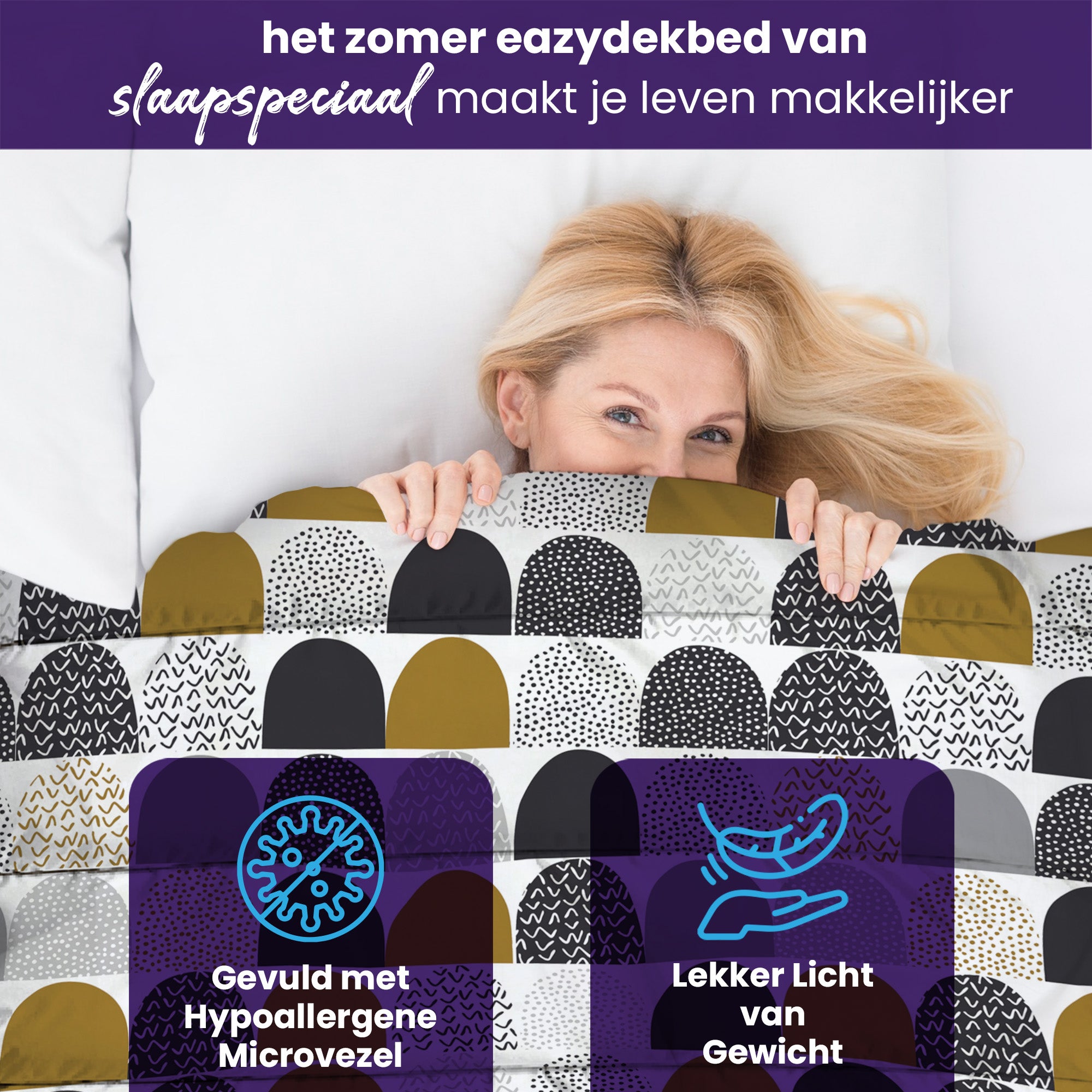 eazydekbed® – Zomerdekbed Katoen – Iglo – Hoesloos & Wasbaar + GRATIS kussenslopen