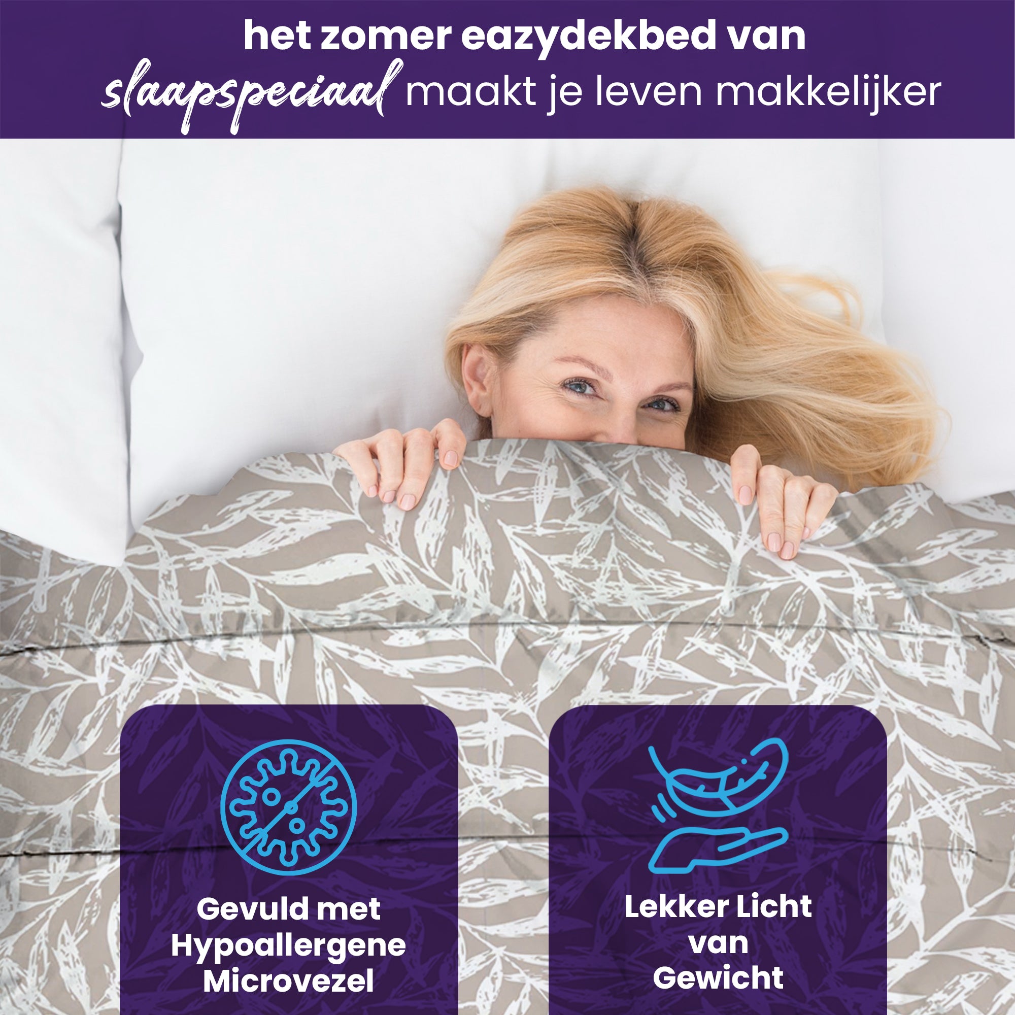 eazydekbed® – Zomerdekbed Katoen – Zafra –  Hoesloos & Wasbaar + GRATIS kussenslopen