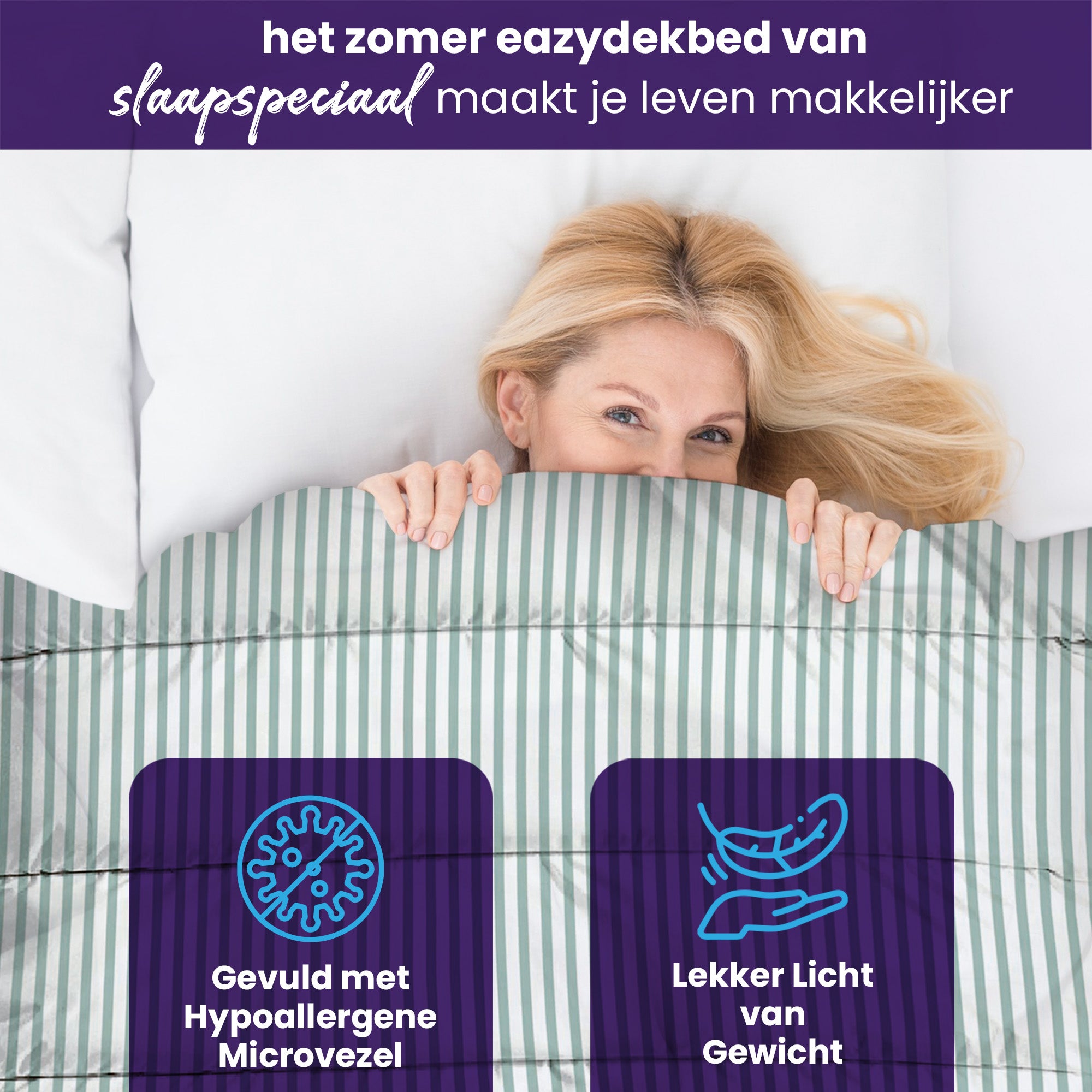 eazydekbed® – Zomerdekbed Katoen – Brio – Hoesloos & Wasbaar + GRATIS kussenslopen