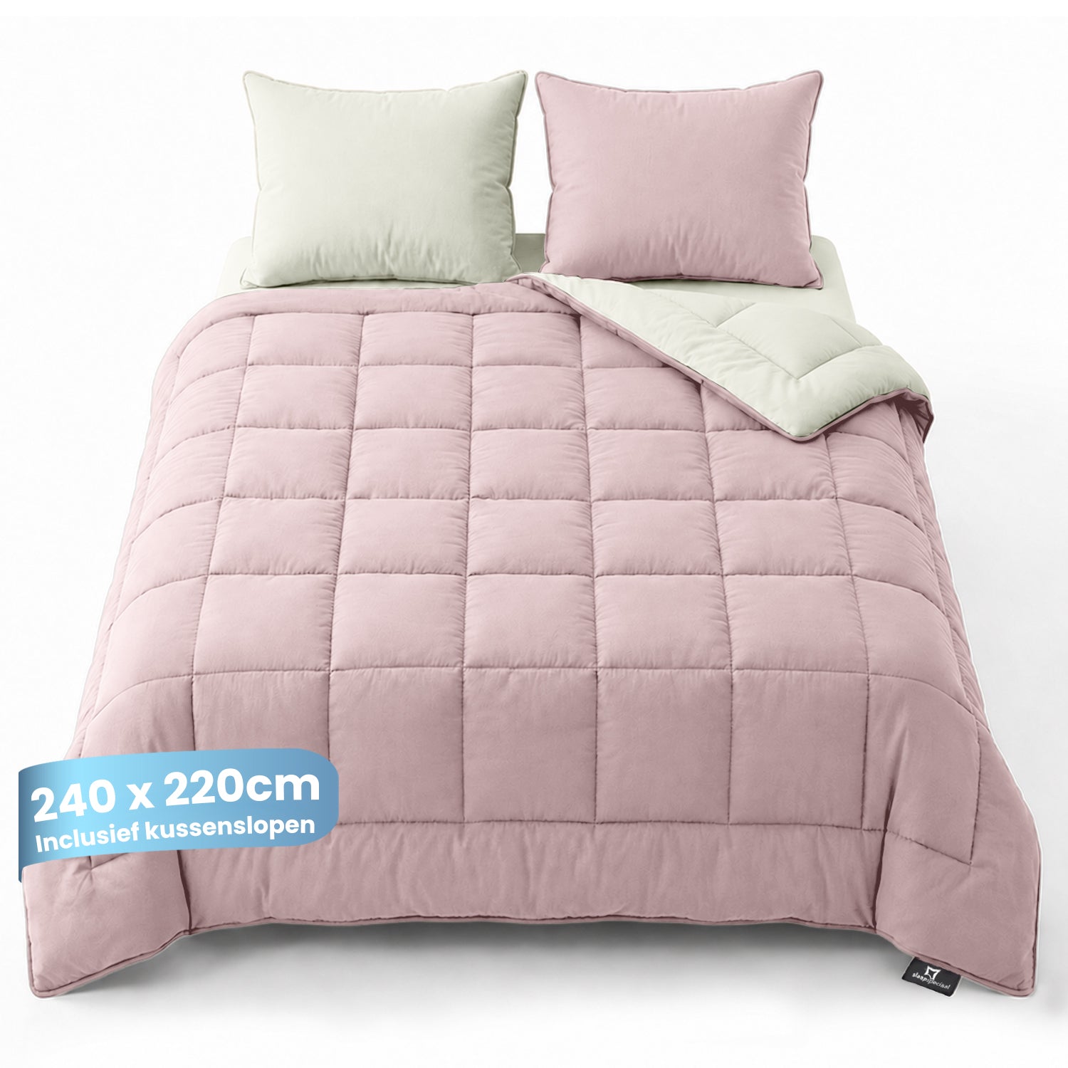eazydekbed® - All-year - Roze/Ivoor + Kussenslopen