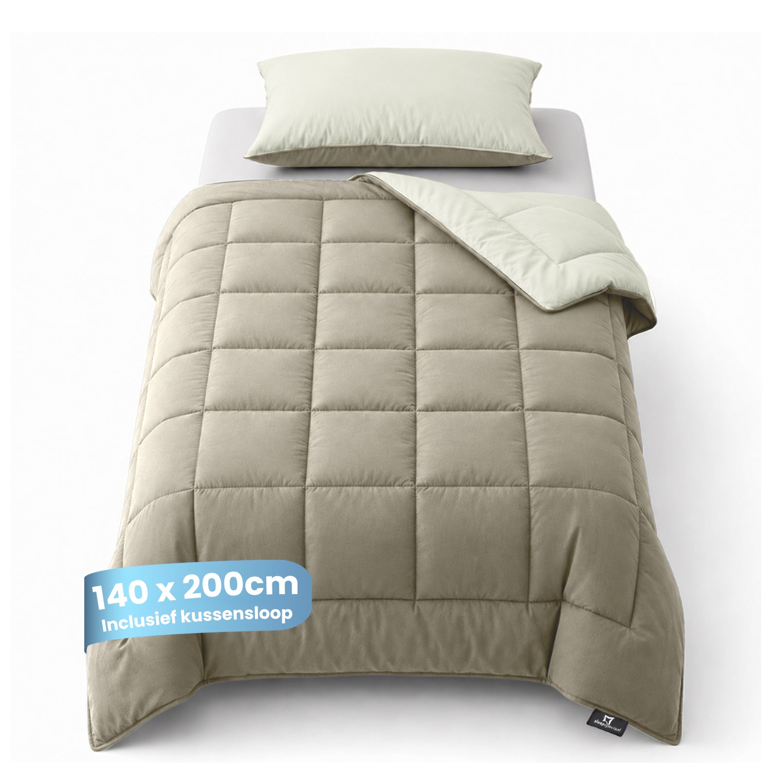 eazydekbed® - All-year - Ivoor/Taupe + Kussenslopen