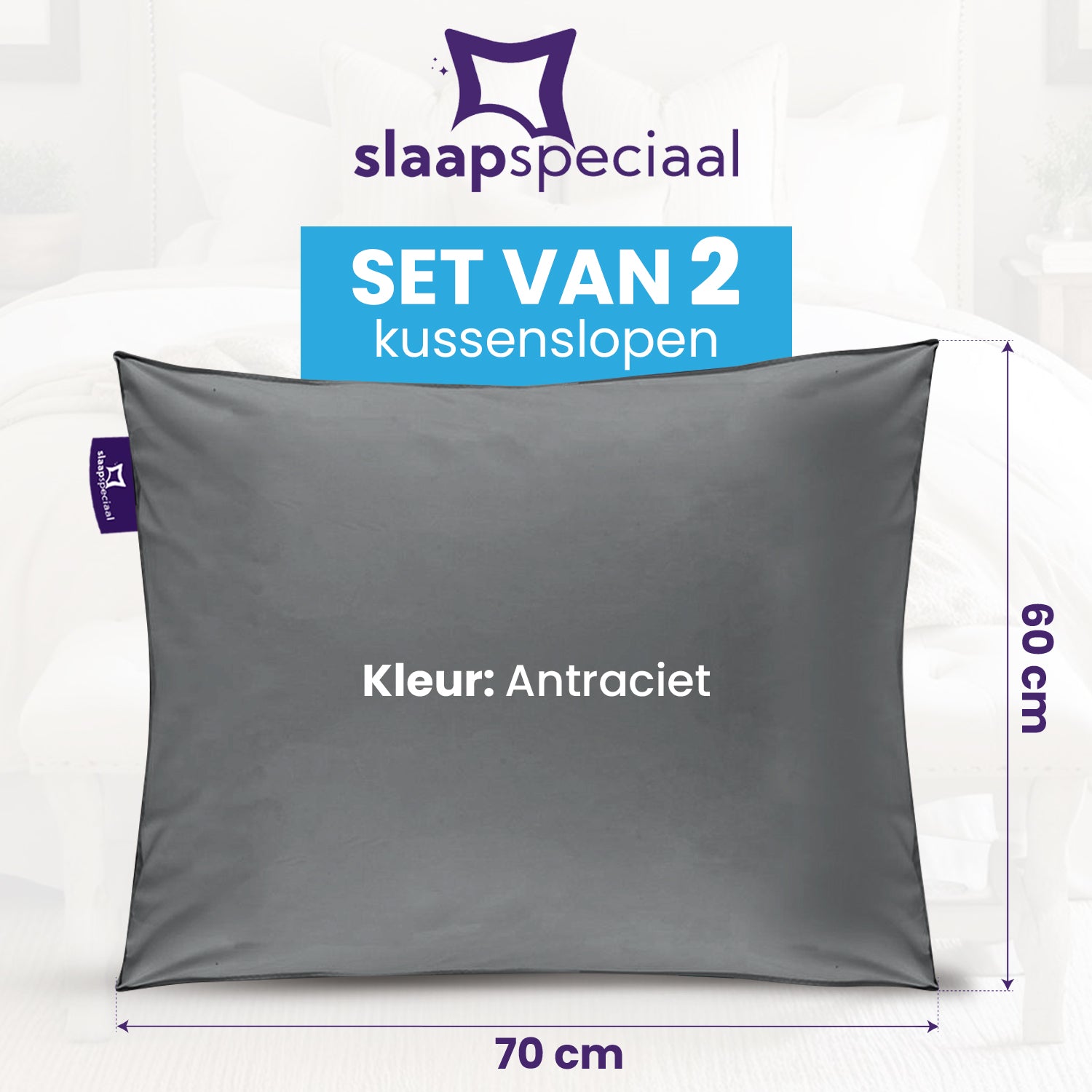 Essential Kussensloop - Antraciet - 2 Stuks
