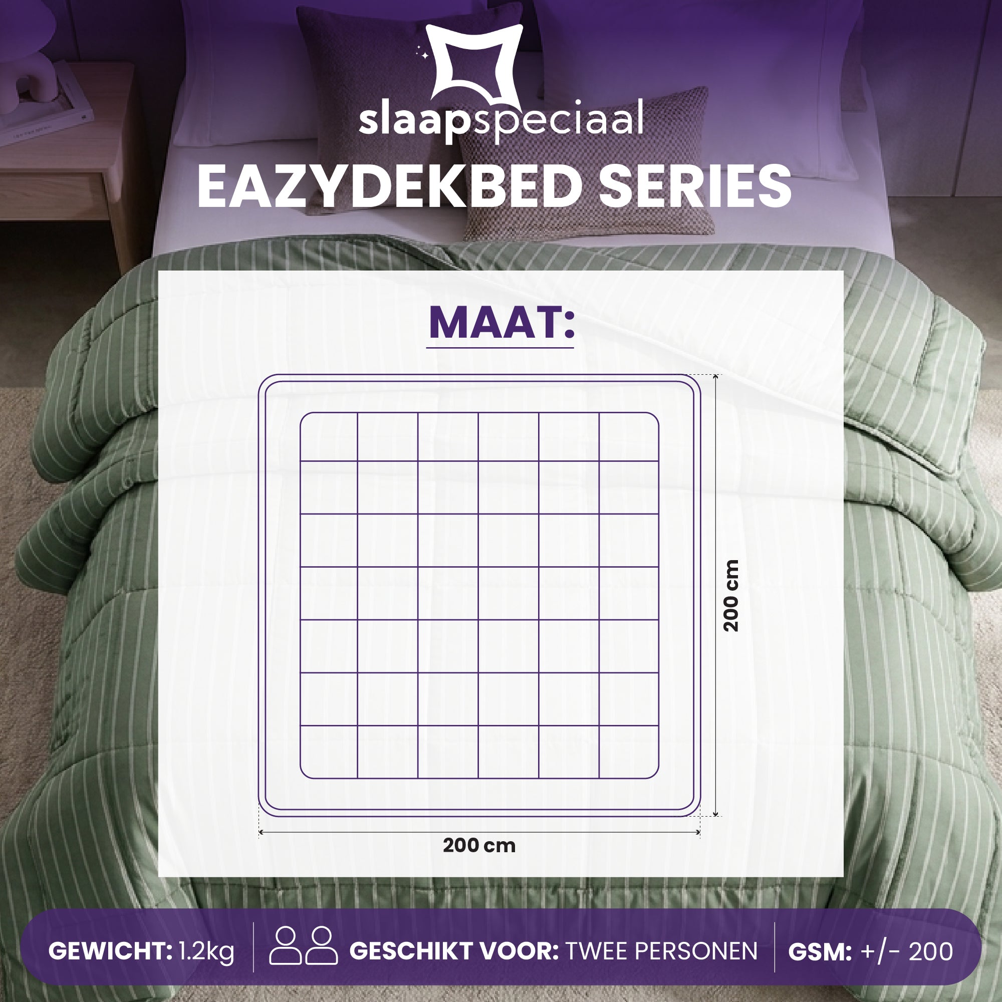 eazydekbed® - Zomerdekbed - Groen Stripe