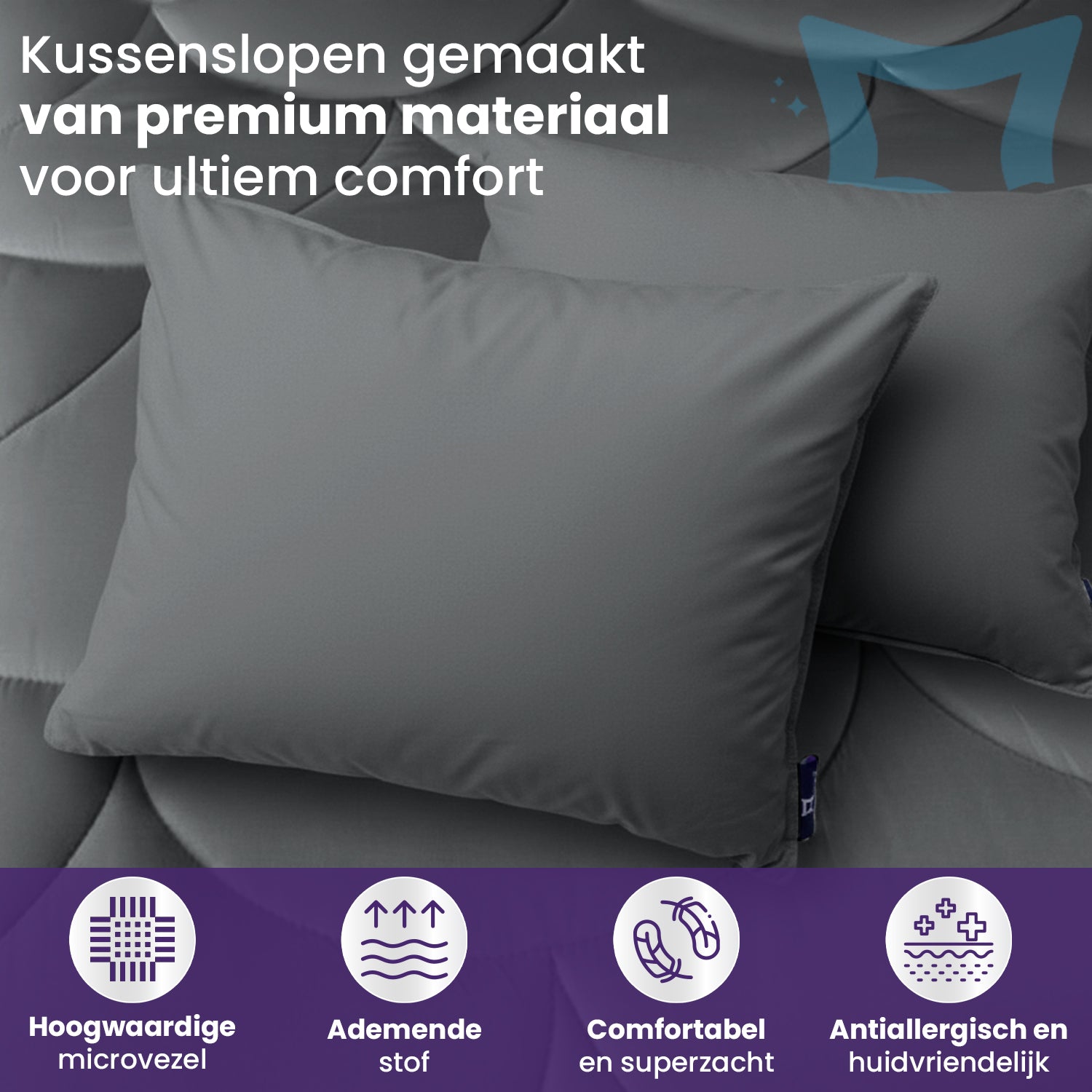 Essential Kussensloop - Antraciet - 2 Stuks