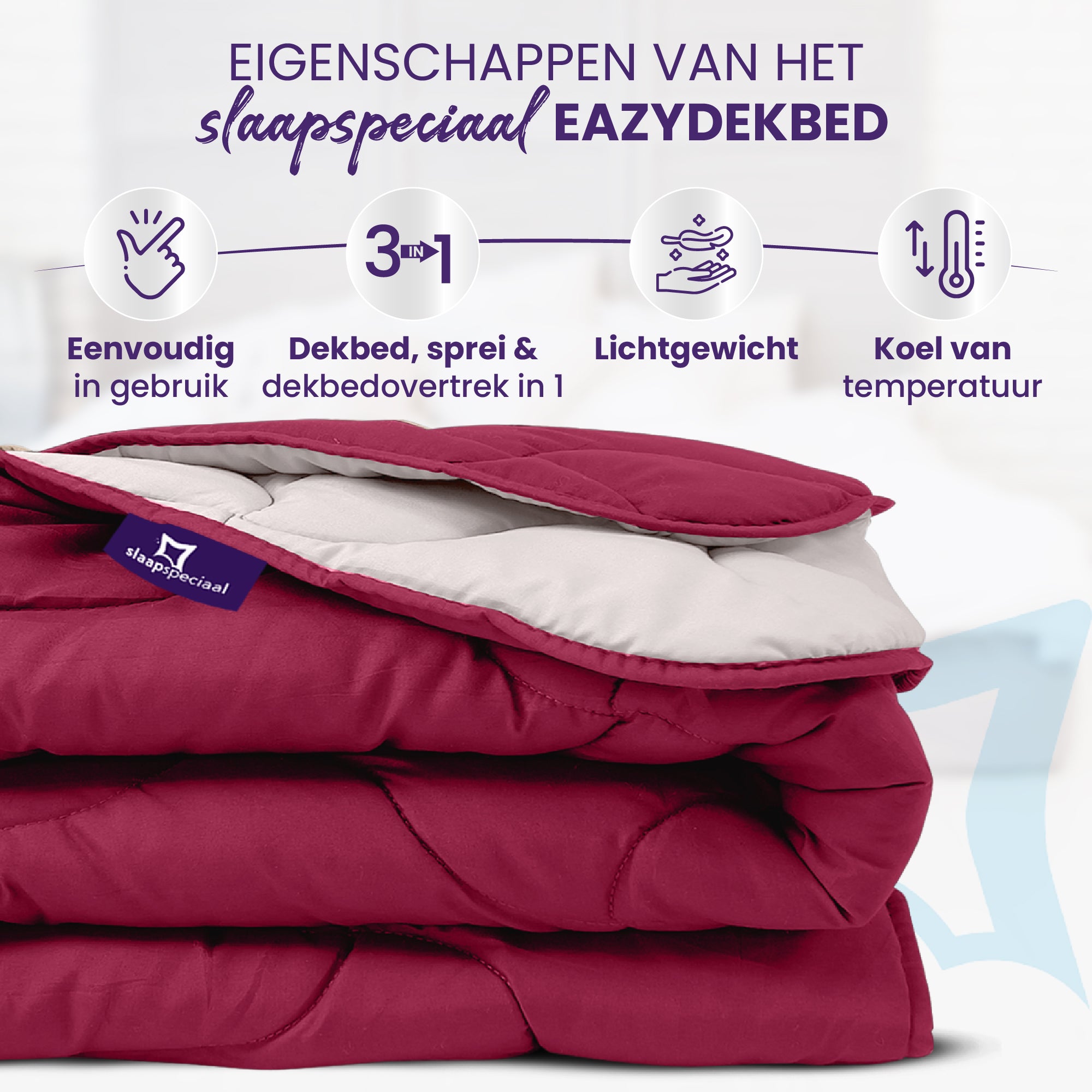 eazydekbed® - Zomerdekbed - Rood/Crème