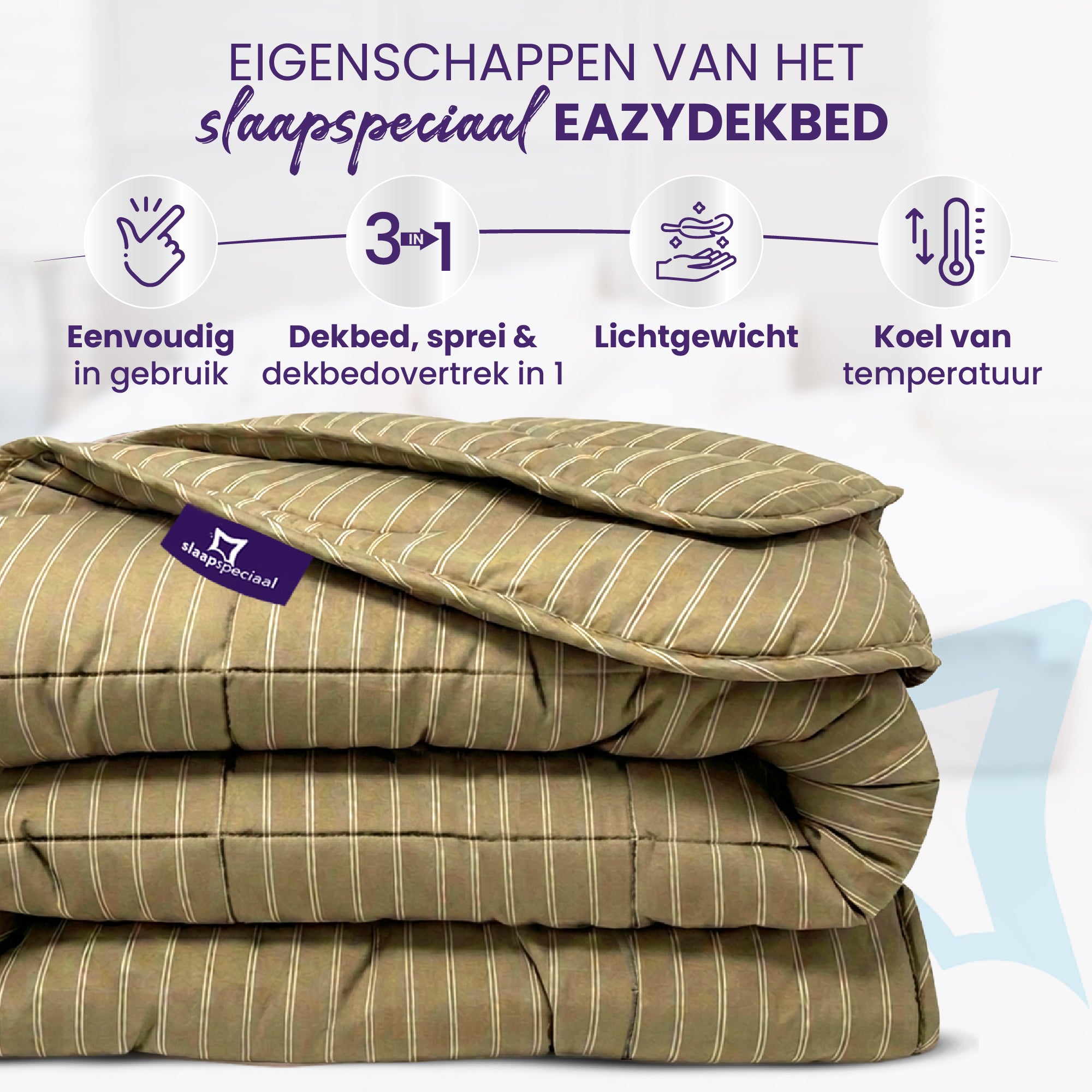 eazydekbed® - Zomerdekbed - Taupe Stripe