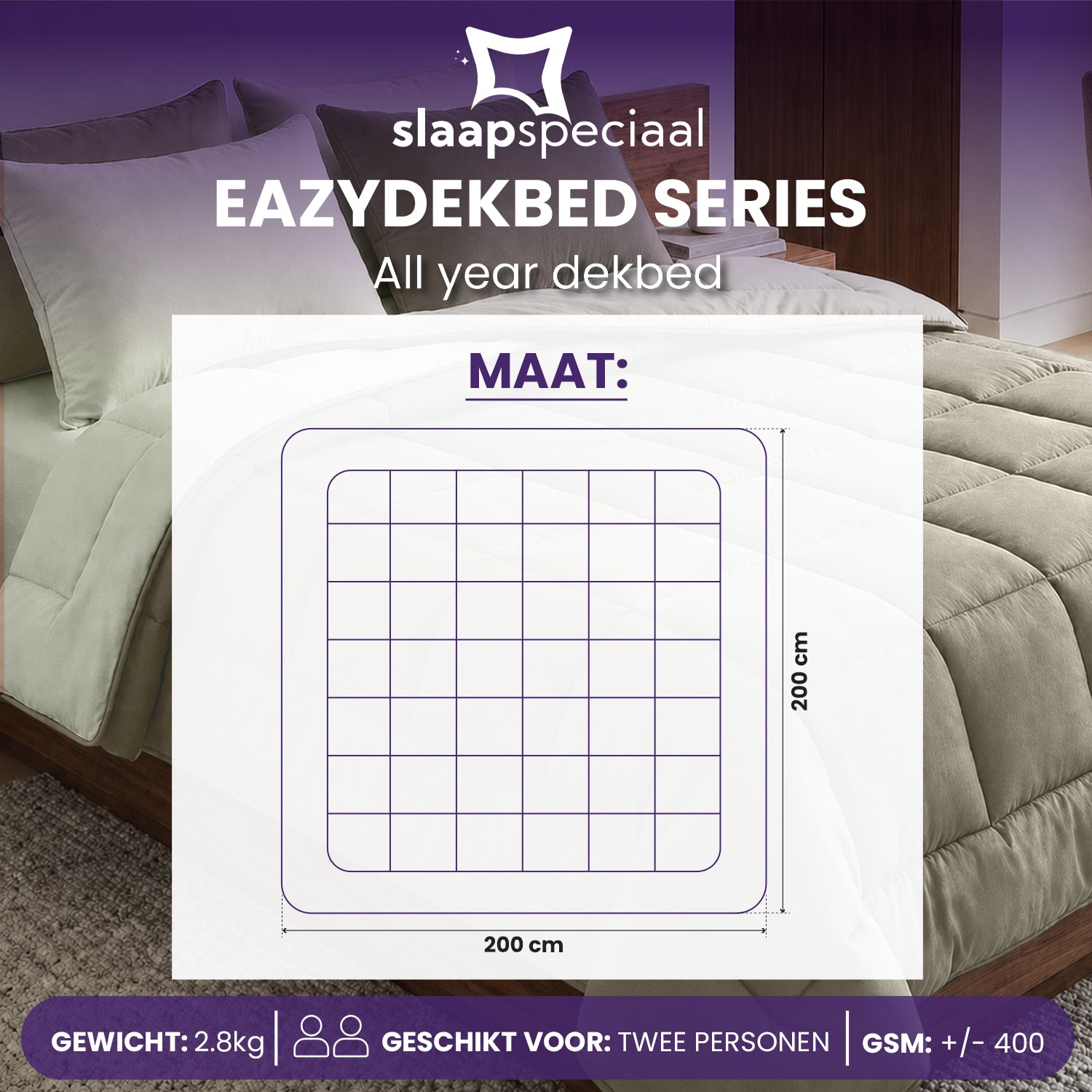eazydekbed® - All-year - Ivoor/Taupe + Kussenslopen