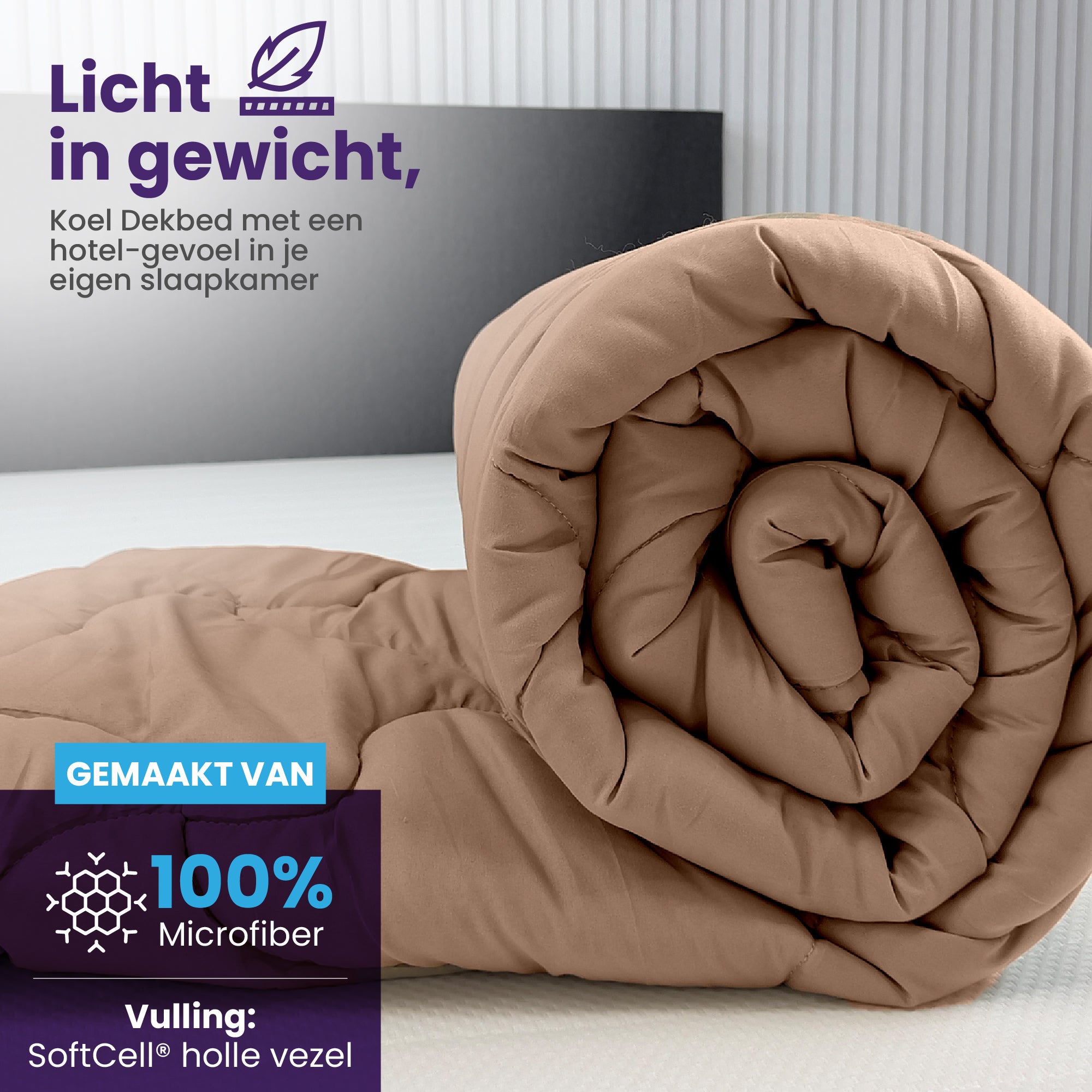eazydekbed® - Zomerdekbed - Grijs/Taupe
