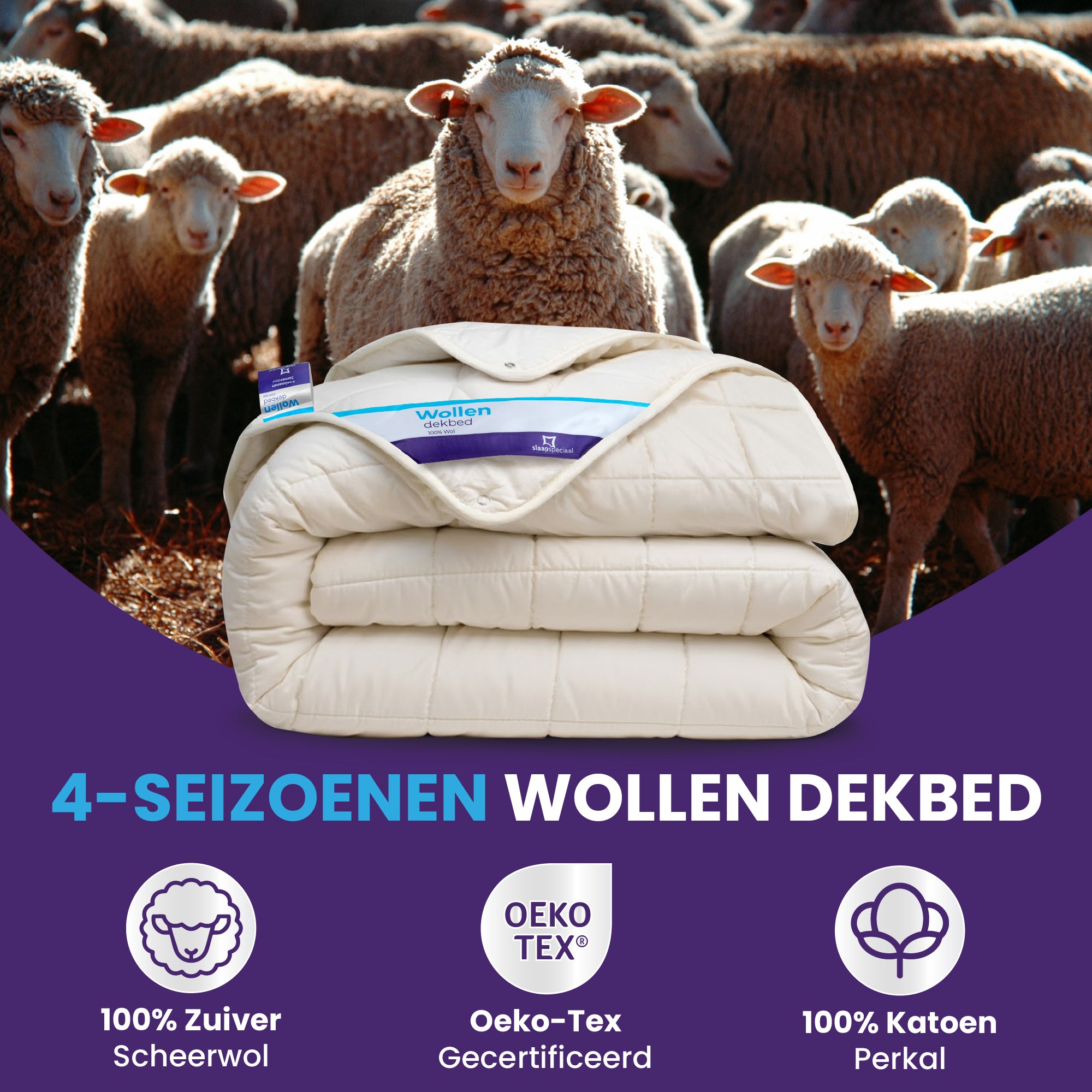 Luxuriöse 4-Jahreszeiten-Wollbettdecke aus 100 % australischer Schurwolle