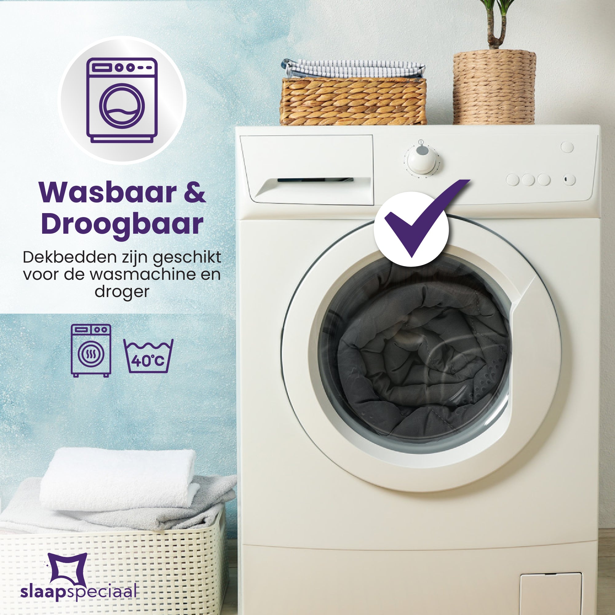 eazydekbed® Zomerdekbed – Antraciet/Grijs – Hoesloos & Wasbaar