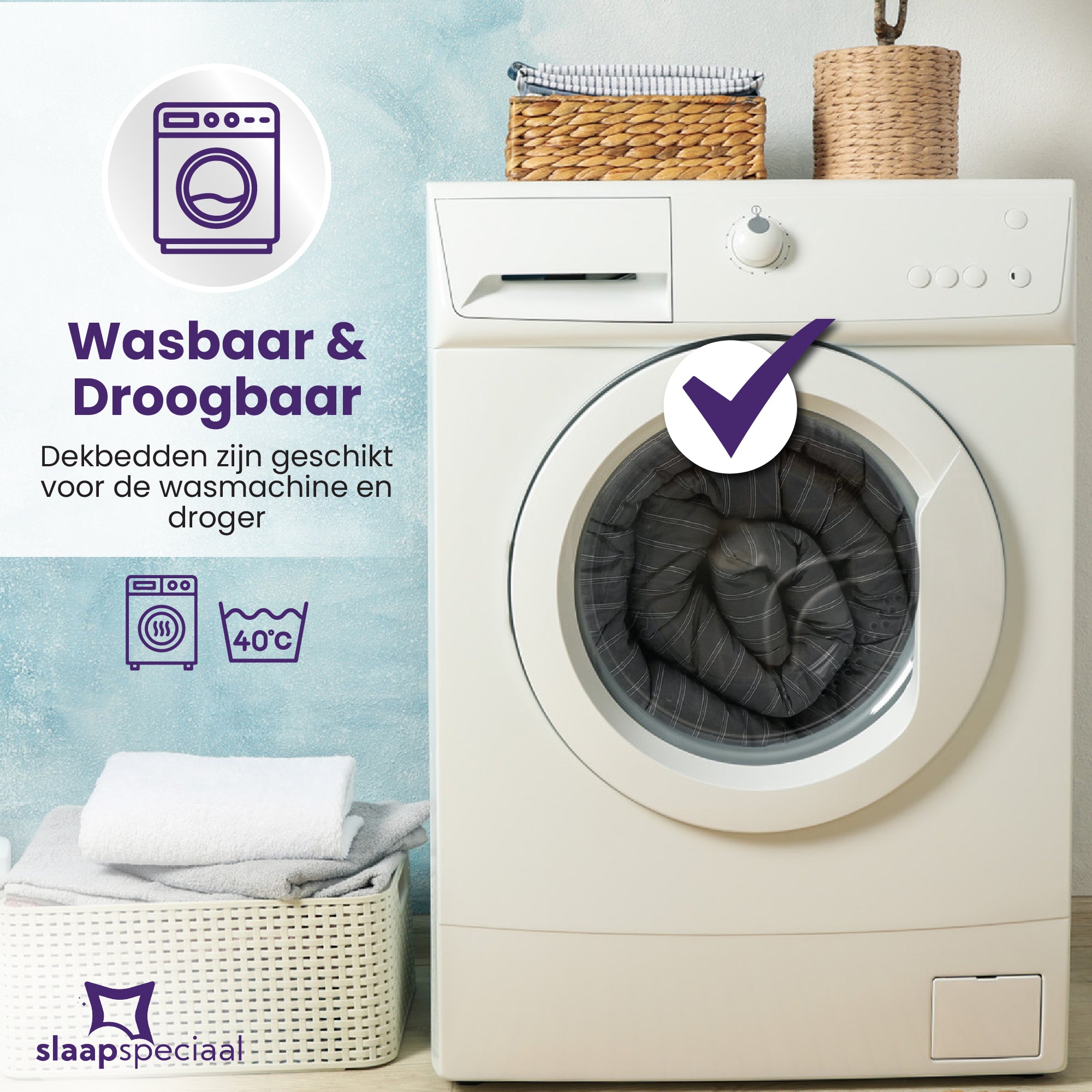 eazydekbed® - Zomerdekbed - Antraciet Stripe