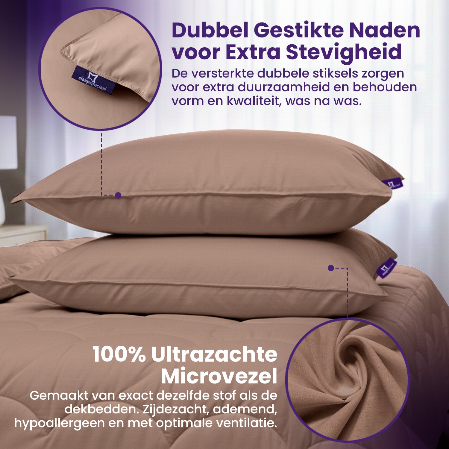 Essential Kussensloop - Bruin - 2 Stuks