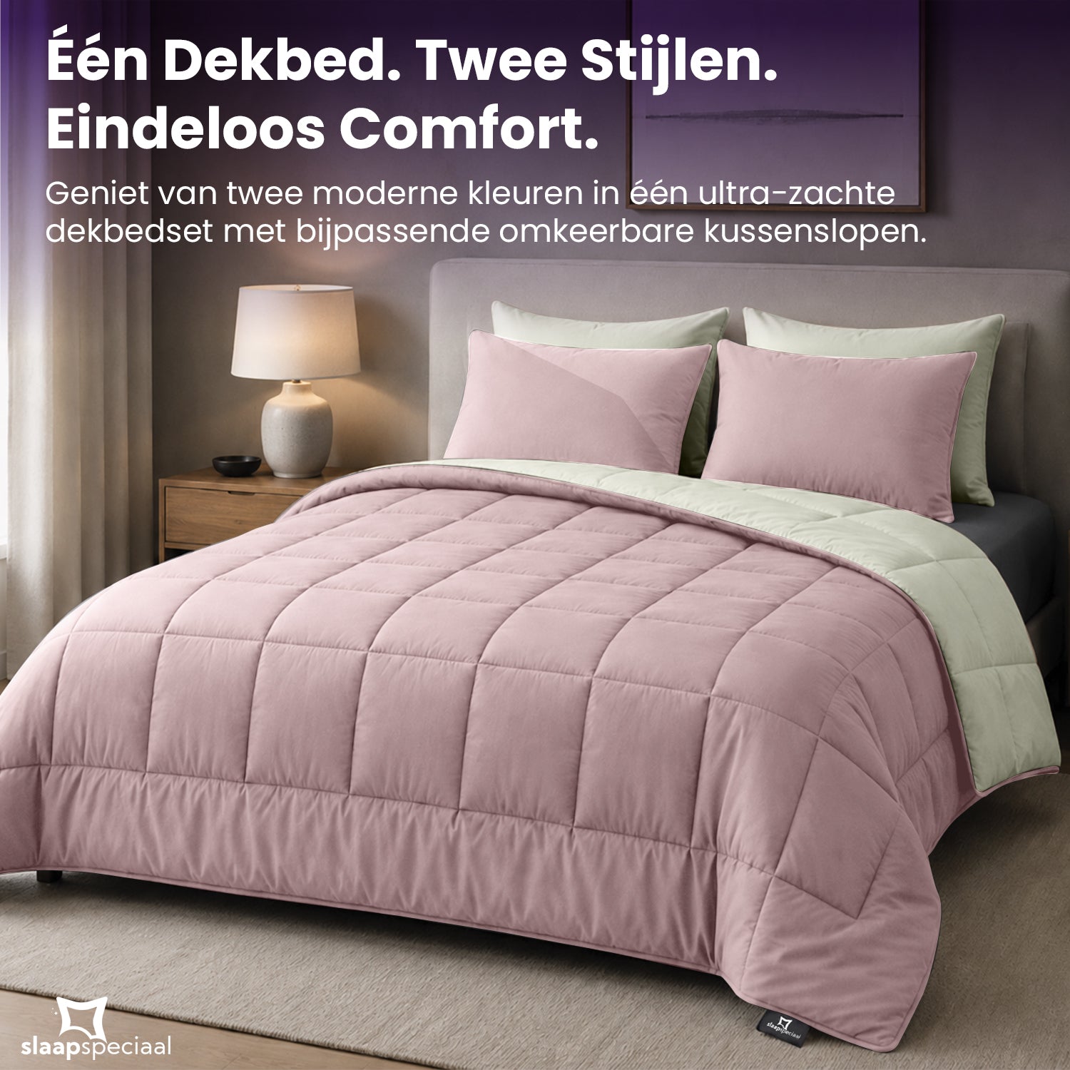 eazydekbed® - All-year - Roze/Ivoor + Kussenslopen