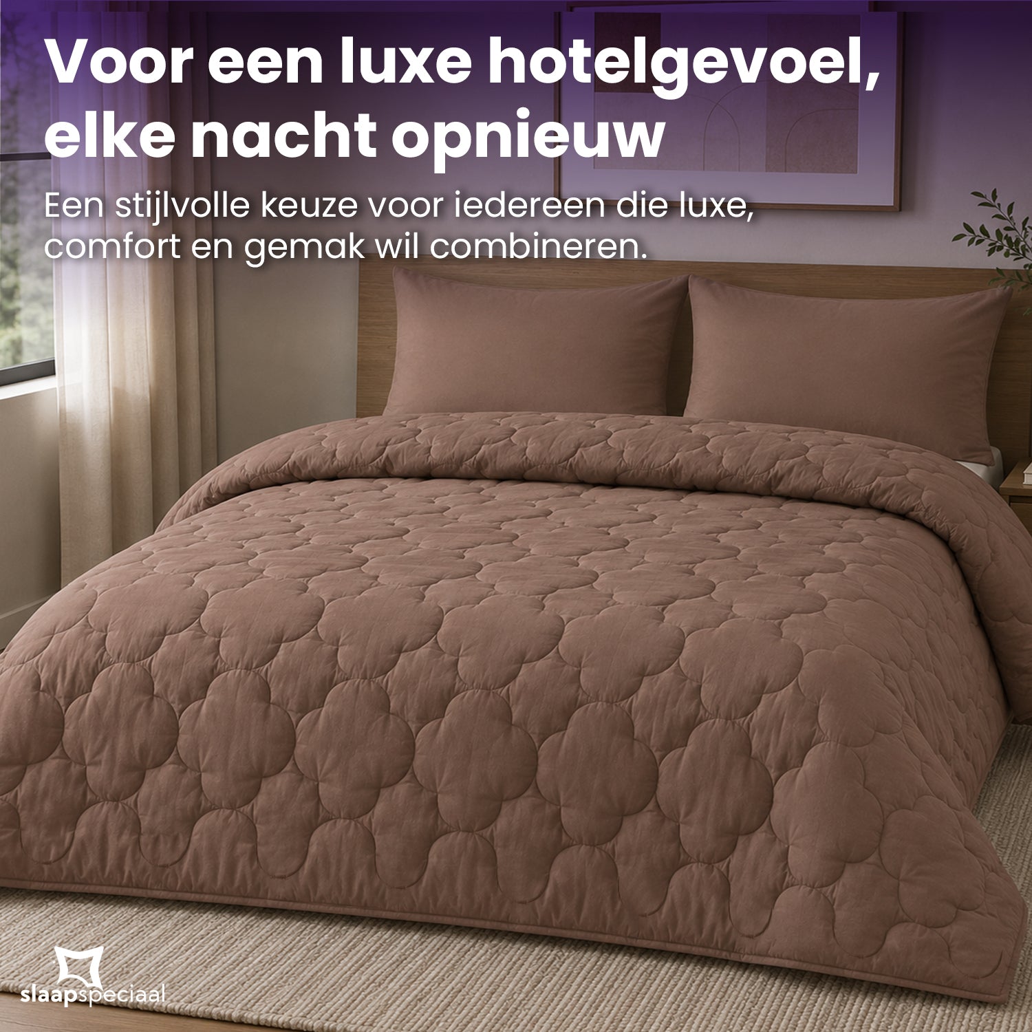 eazydekbed® - All-year - Prestige Bruin + Kussenslopen - 100% Katoen