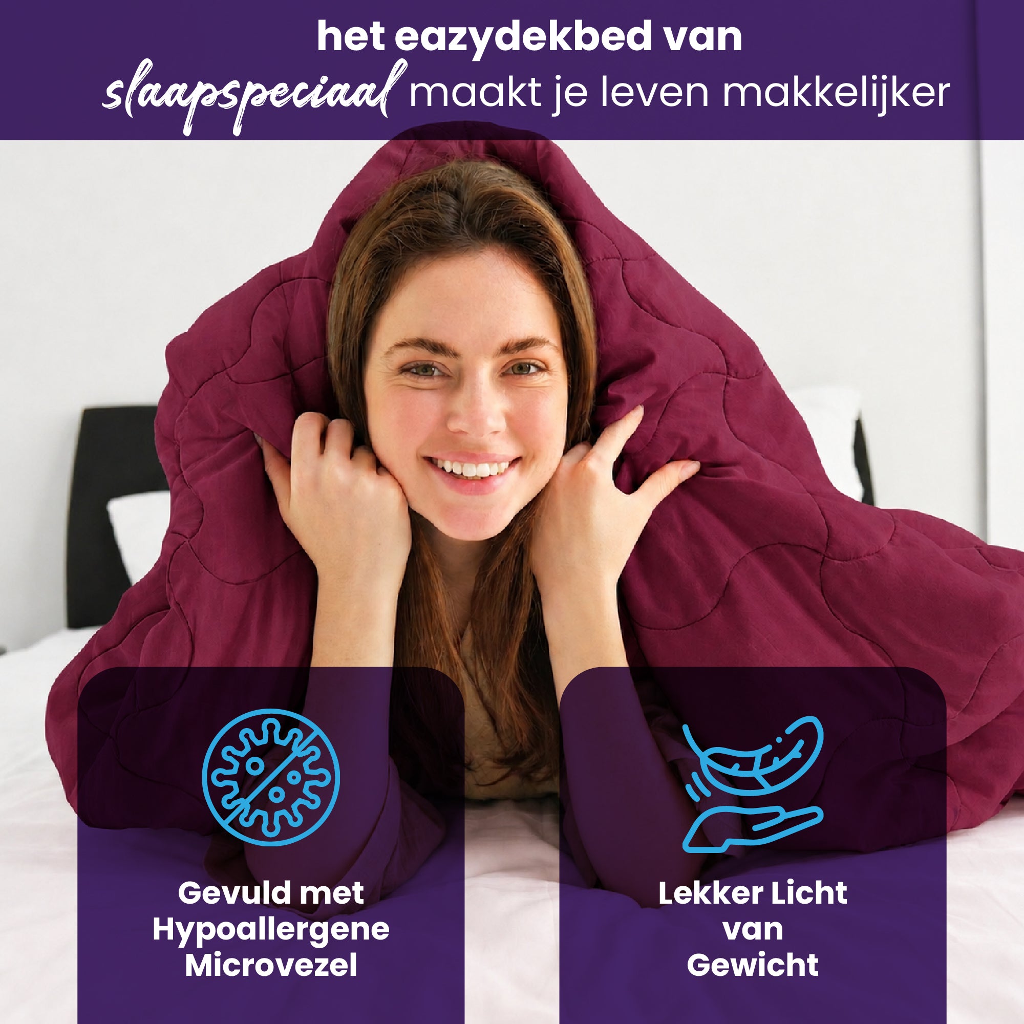 eazydekbed® - Zomerdekbed - Rood/Crème